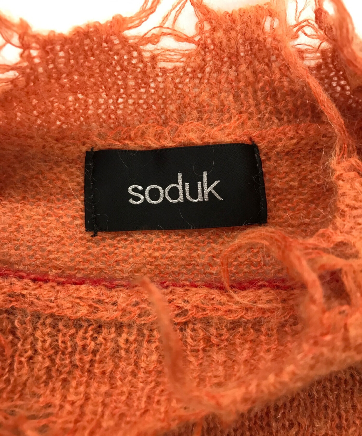 中古・古着通販】soduk (スドーク) モヘア混ボーダーニット オレンジ 