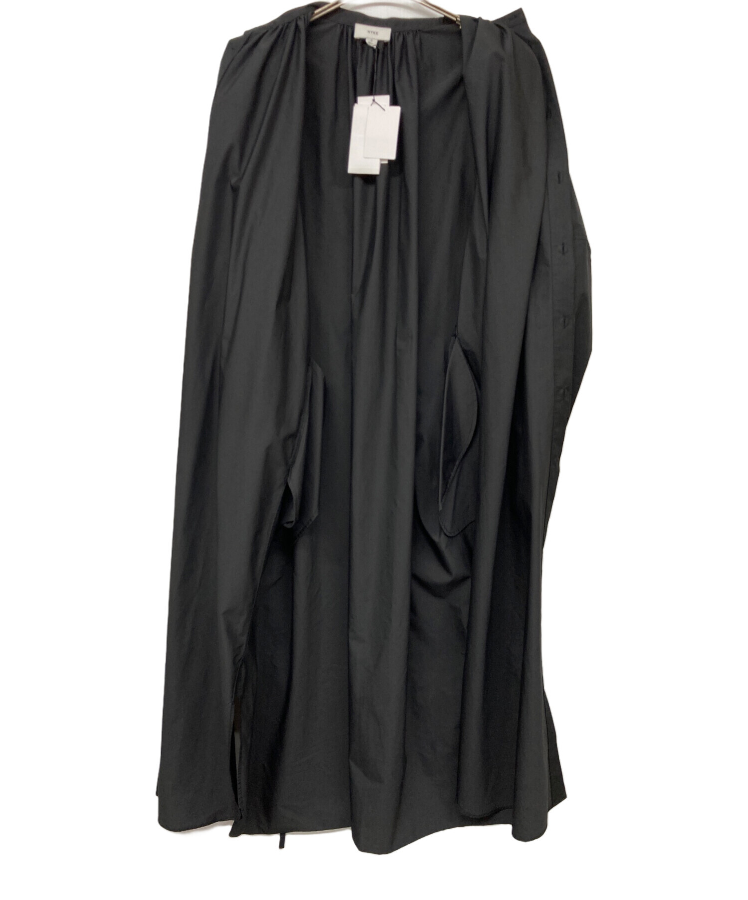 中古・古着通販】HYKE (ハイク) T/C BALLOON SLEEVE DRESS ブラック  