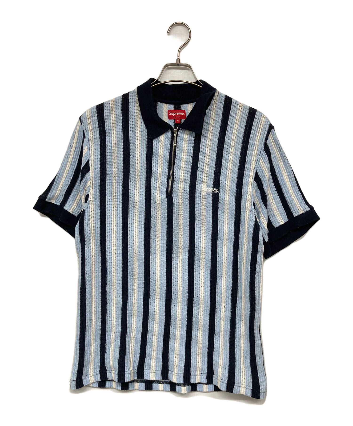 中古・古着通販】SUPREME (シュプリーム) Open Knit Stripe Zip Polo 
