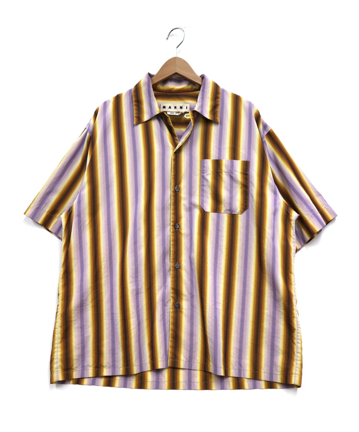 MARNI (マルニ) オープンカラーシャツ パープル×ブラウン サイズ:48 19SS