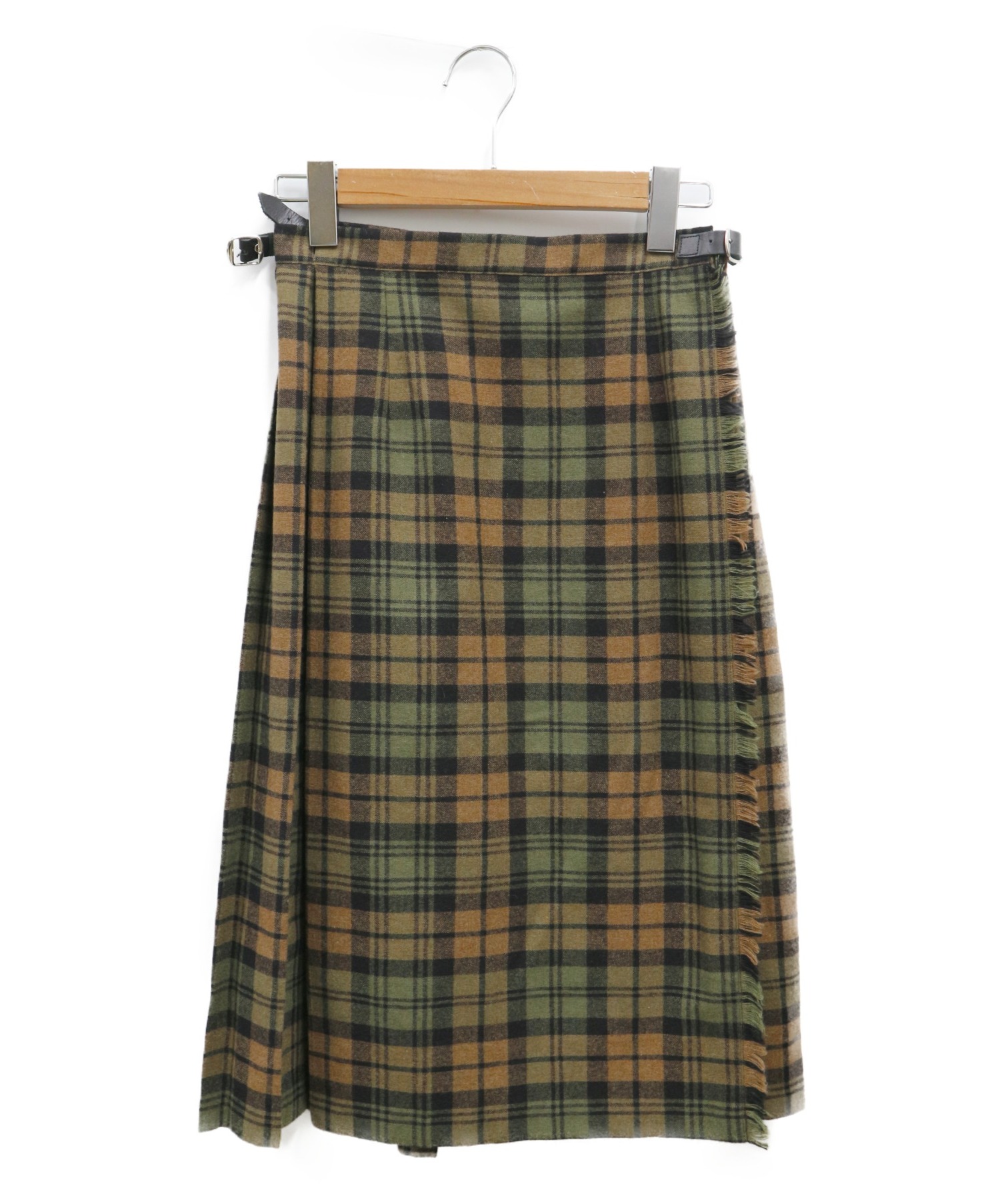ONEIL OF DUBLIN (オニールオブダブリン) チェックラップスカート ブラウン×カーキ サイズ:38