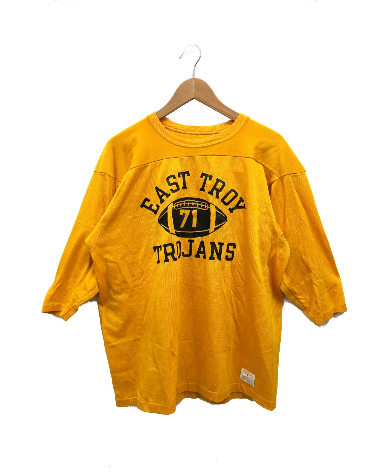 Champion (チャンピオン) フットボールTシャツ イエロー サイズ:L 70年代 タタキタグ