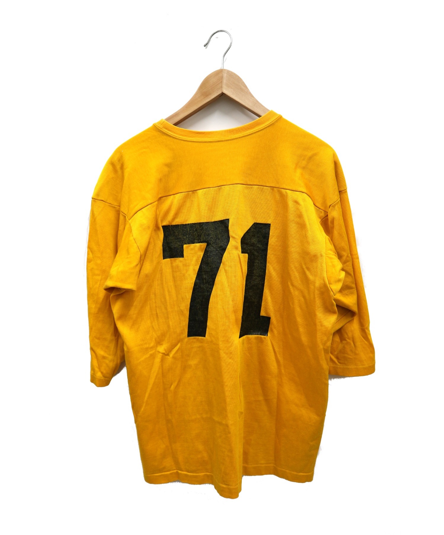 Champion (チャンピオン) フットボールTシャツ イエロー サイズ:L 70年代 タタキタグ
