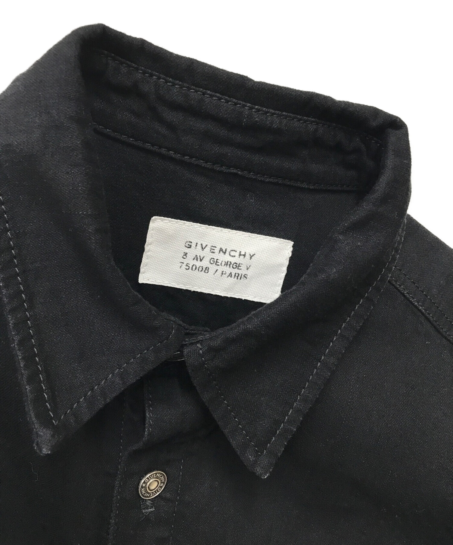 GIVENCHY (ジバンシィ) レインボーシグネチャメタルボタンコットンシャツ ブラック サイズ:Ｌ