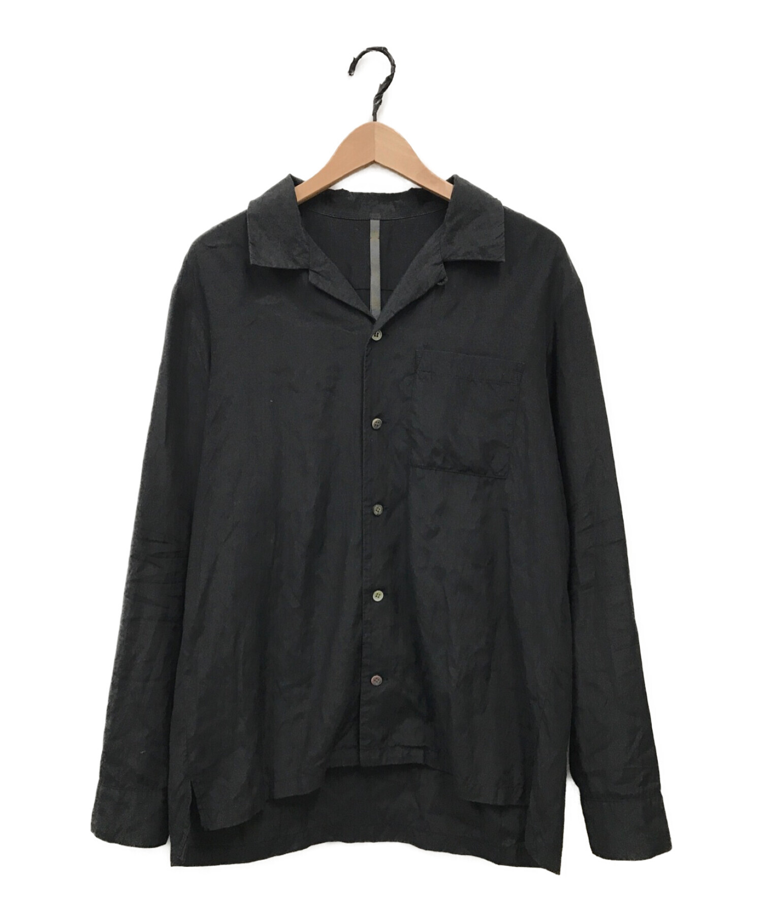 KAZUYUKI KUMAGAI ATTACHMENT (カズユキクマガイアタッチメント) ローンオープンカラーシャツ ブラック サイズ:2