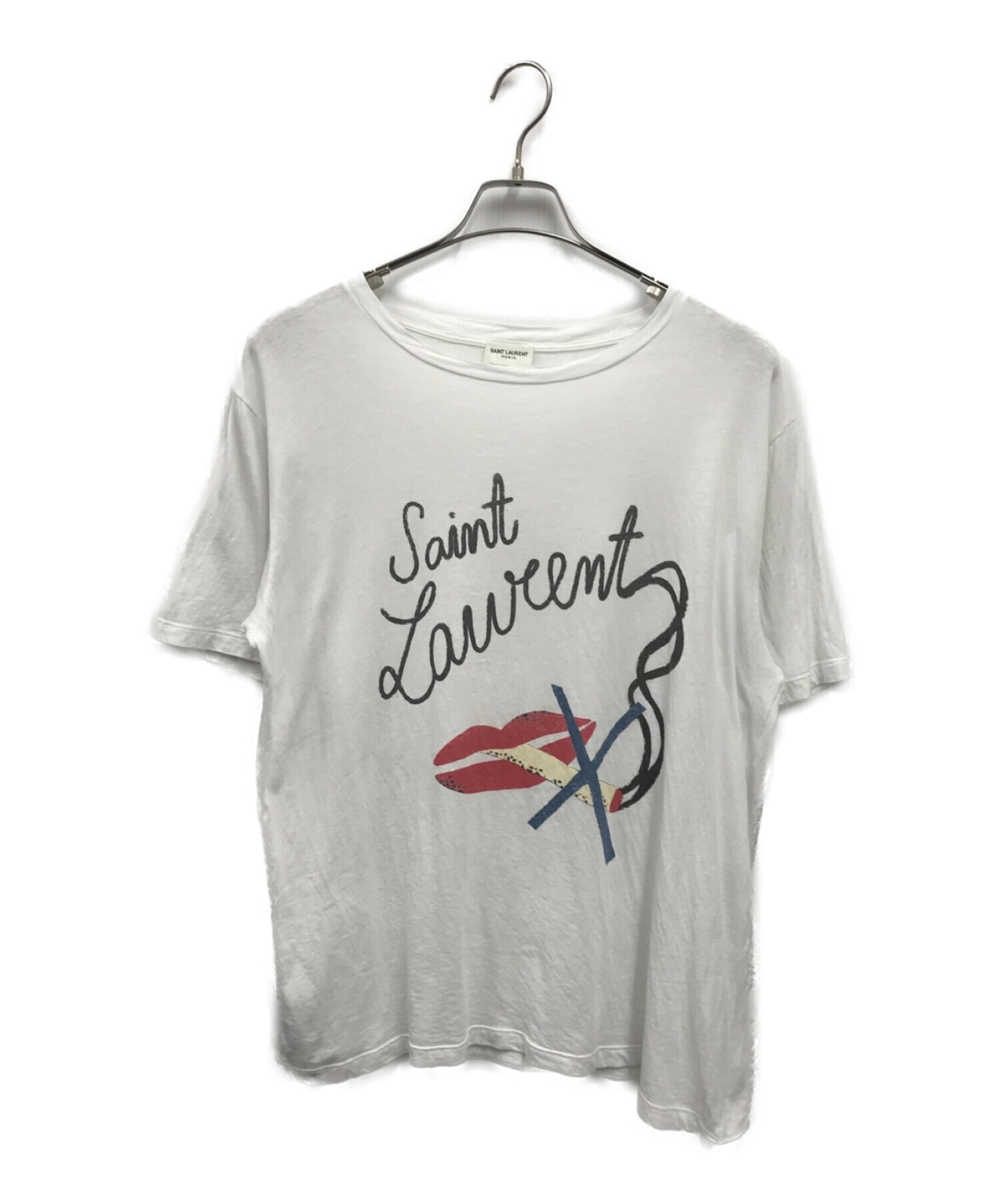 Saint Laurent Paris (サンローランパリ) リップシガーノースモーキングTシャツ ホワイト サイズ:S