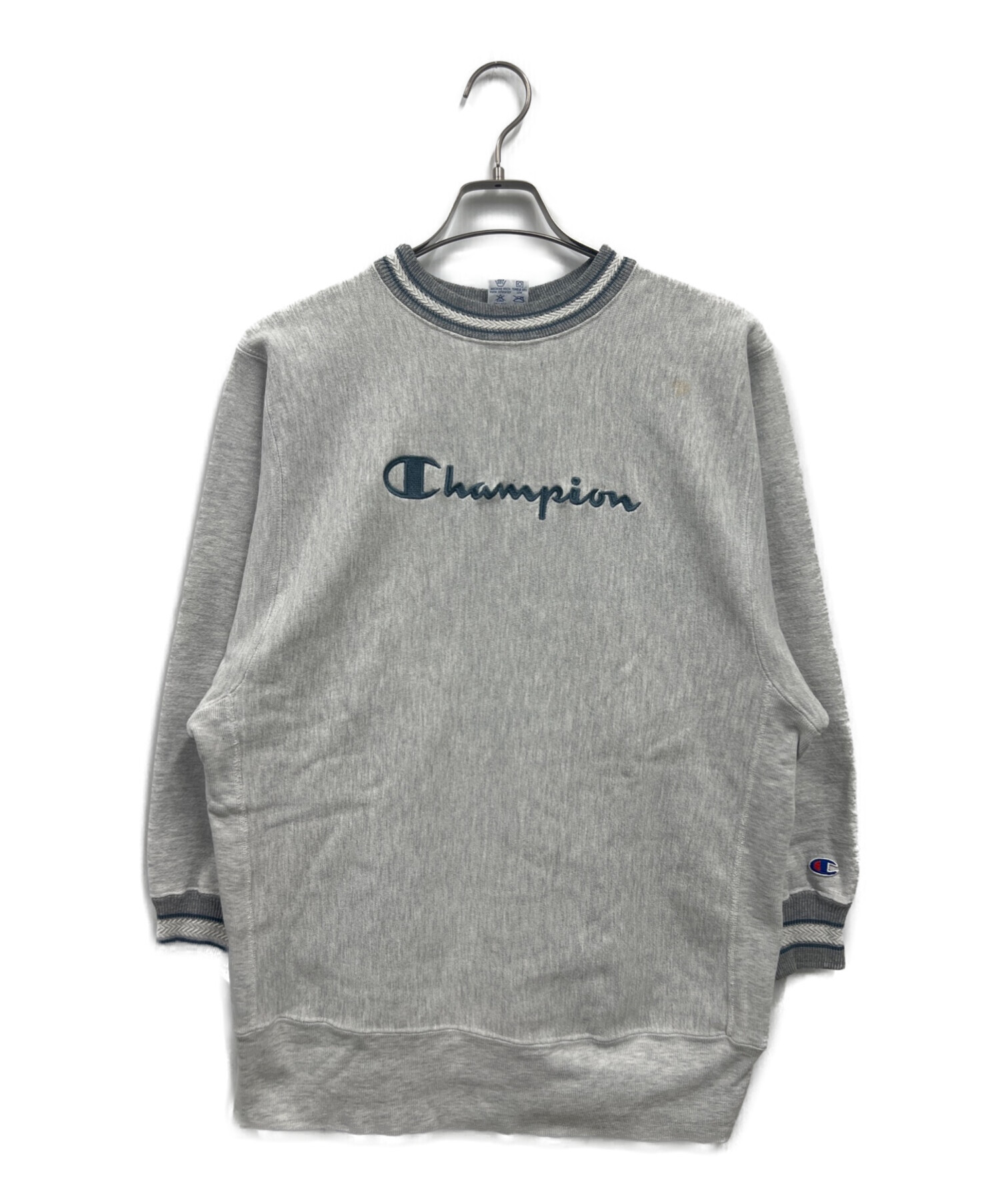 Champion チャンピオン プレミアムリバースウィーブ 英文字 スウェット 大きいサイズ  刺繍 グレー (メンズ XL)   O1993