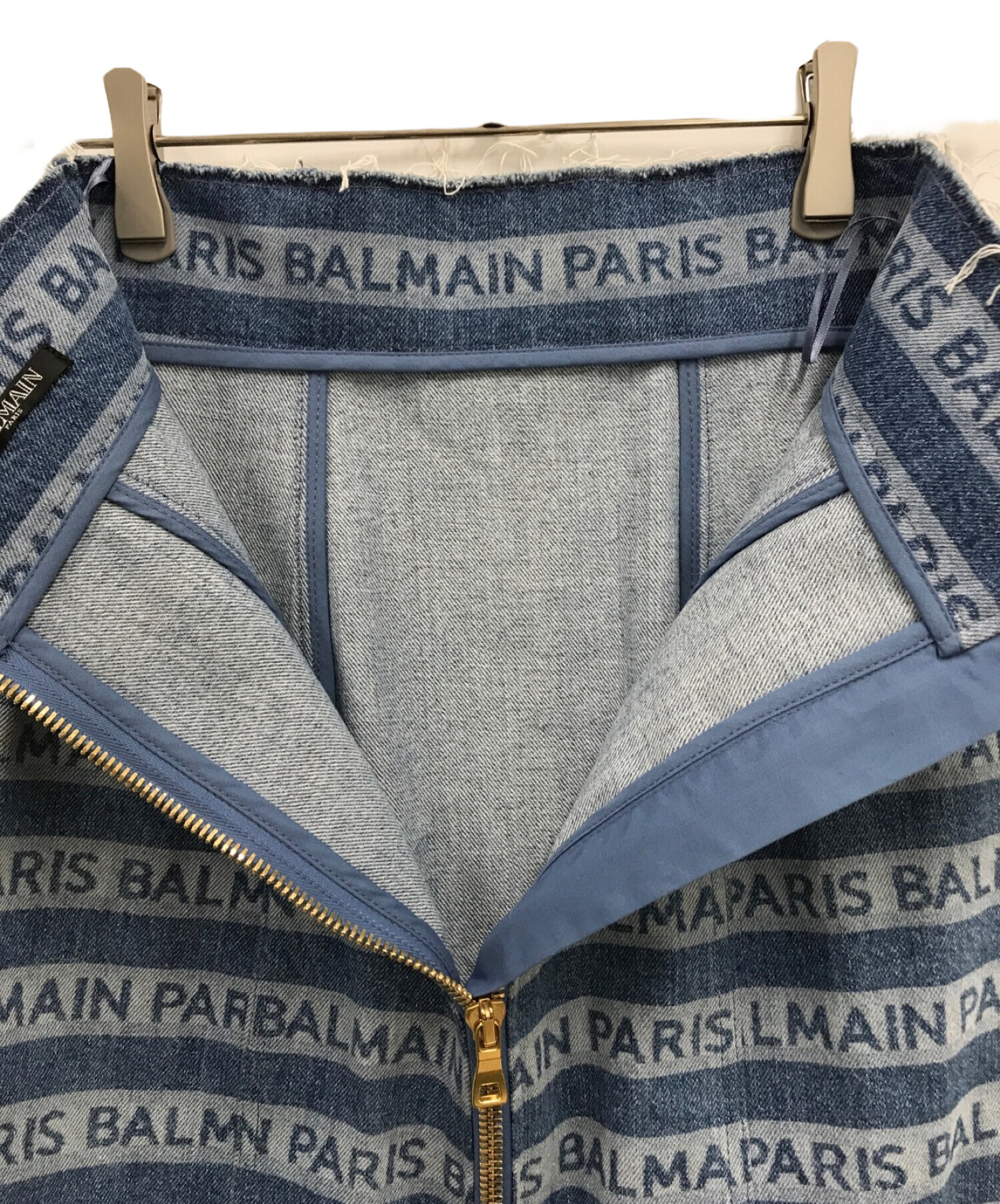中古・古着通販】BALMAIN (バルマン) ロゴデニムスカート インディゴ 