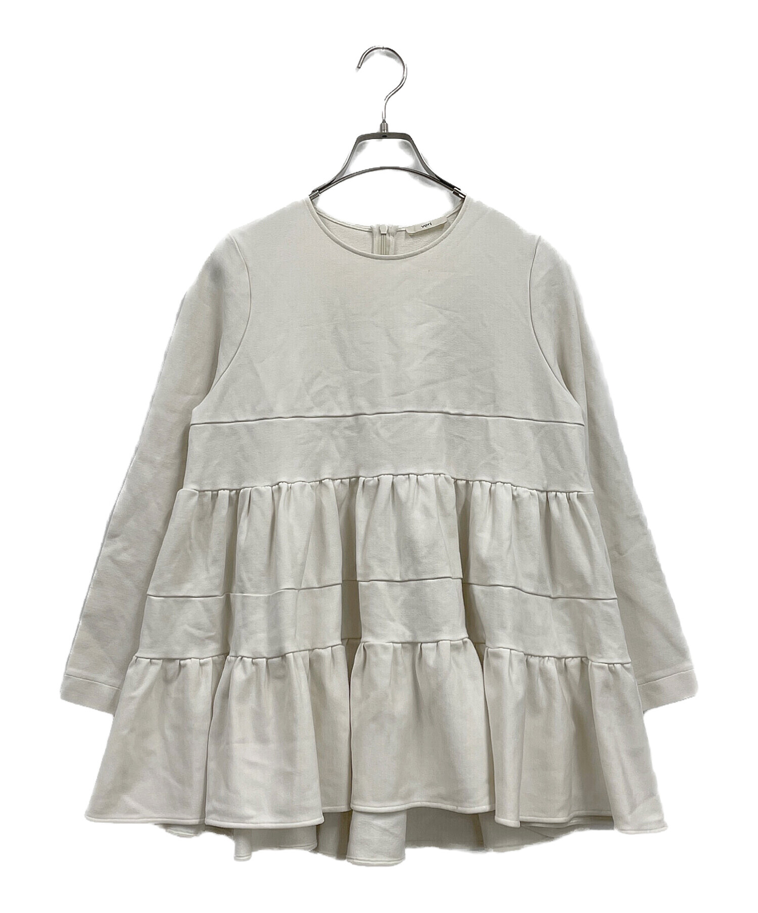 tops | yori yori ヨリ ぬくぬくヘムフリルブラウス ブラック 裏起毛