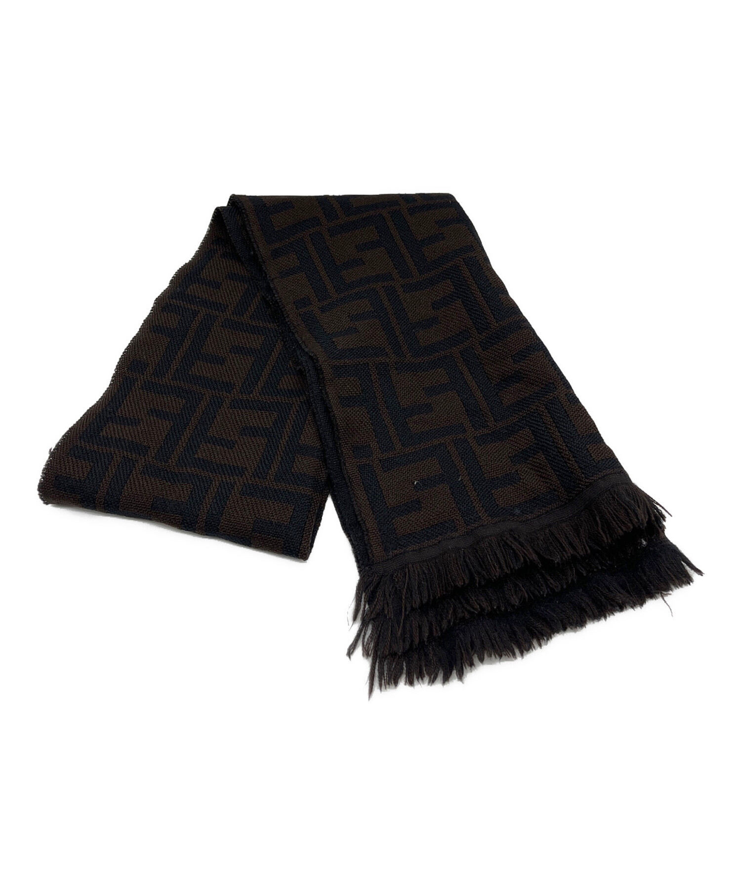 イタリア製 美品 FENDI フェンディ ズッカ マフラー ブラウン ブラック