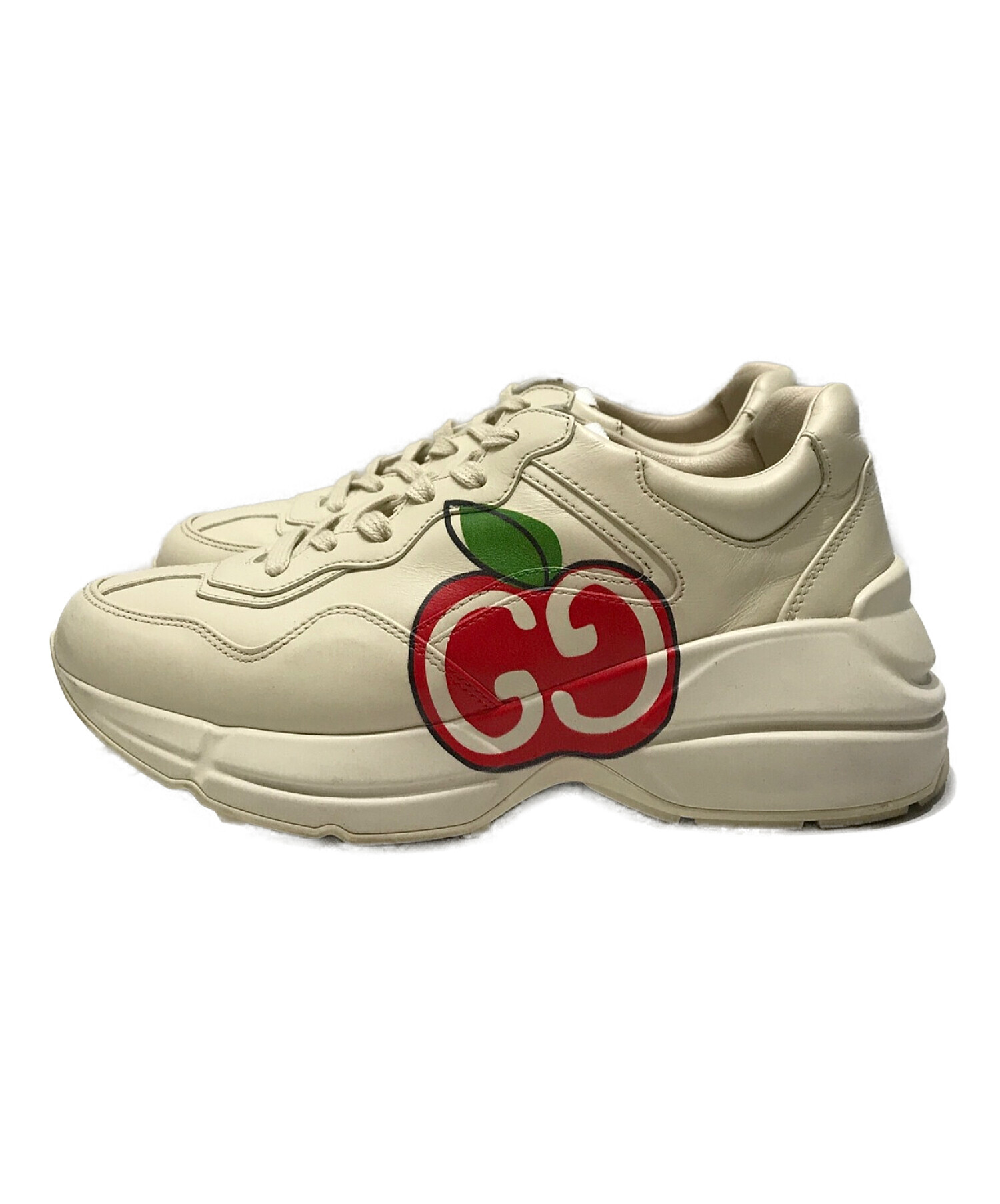 中古・古着通販】GUCCI (グッチ) GGアップルプリントレザースニーカー 