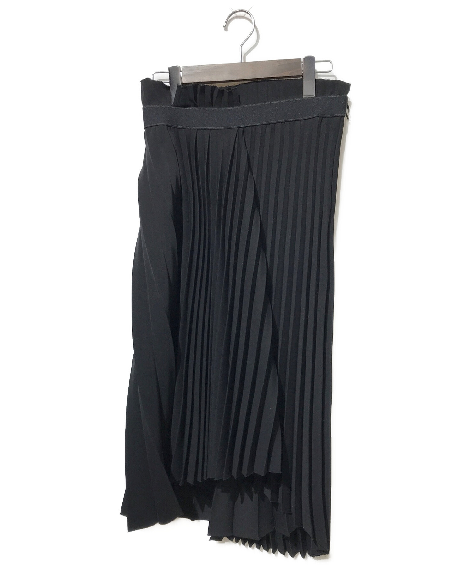 BALENCIAGA (バレンシアガ) バックロゴ捻じれ加工プリーツスカート ブラック サイズ:36