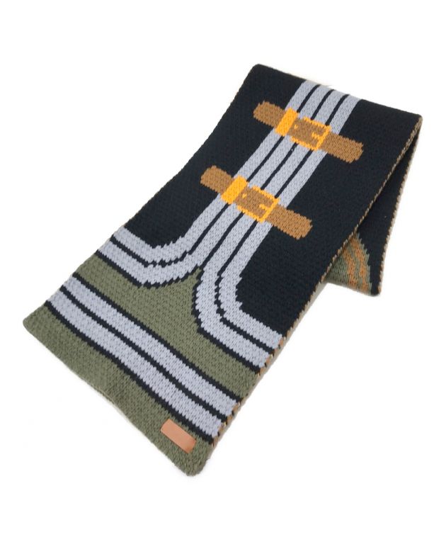 中古・古着通販】HERMES (エルメス) カシミヤニットマフラー カーキ  