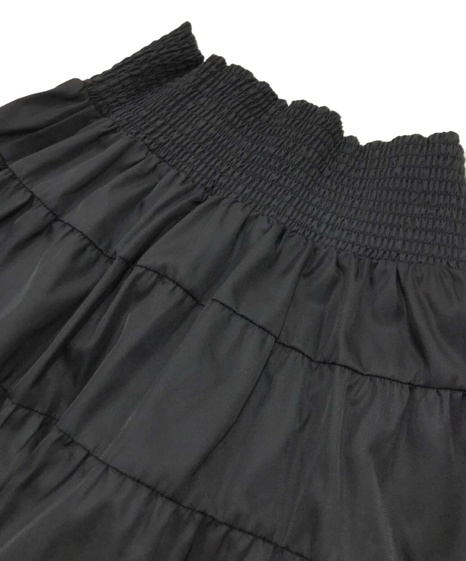 PRADA (プラダ) ナイロンギャザースカート ブラック サイズ:M