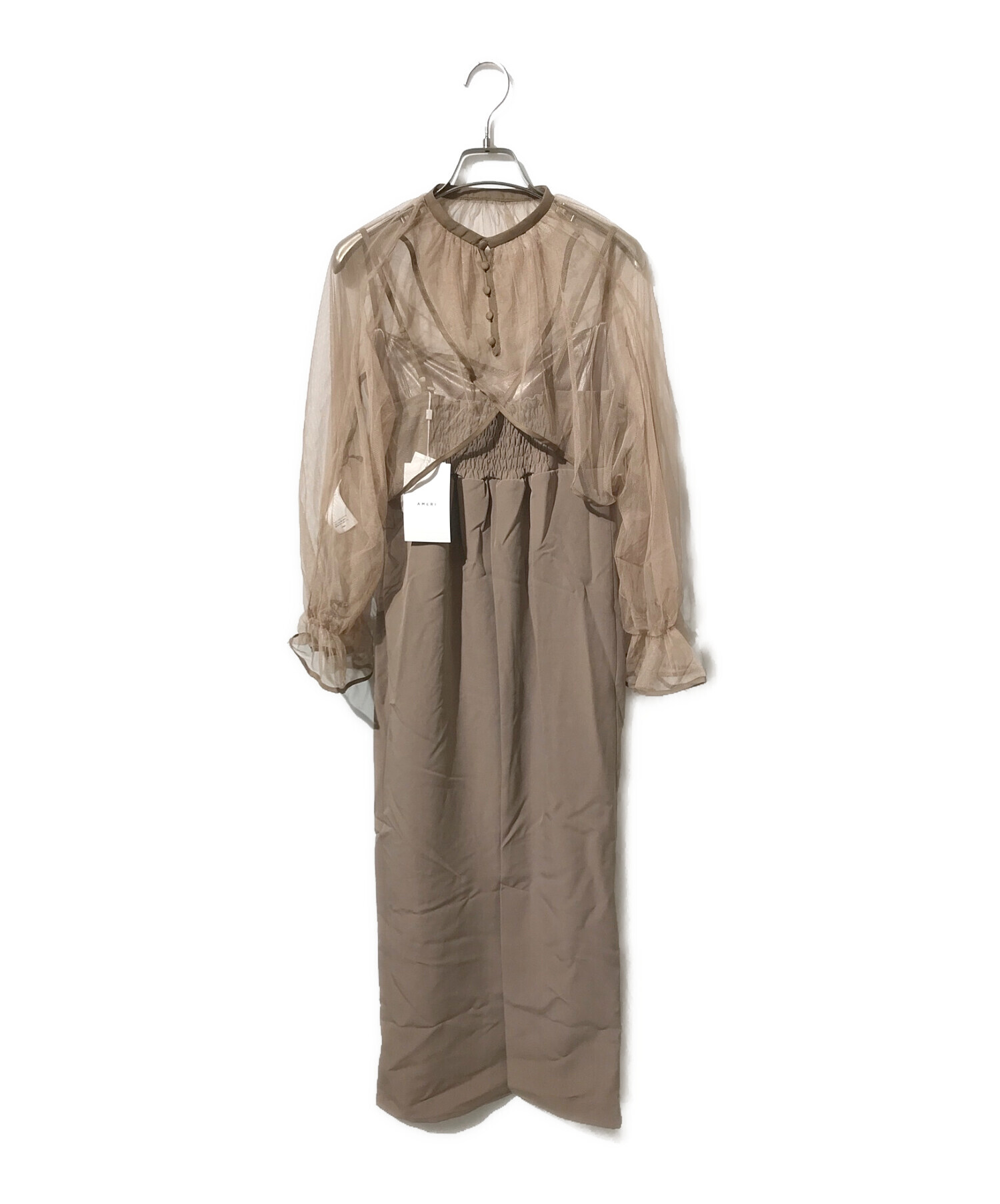 中古・古着通販】Ameri (アメリ) MANY WAY AIRY VEIL DRESS ベージュ  