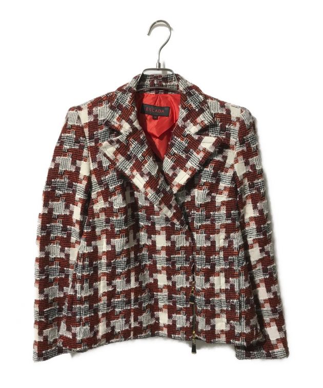 中古・古着通販】ESCADA (エスカーダ) ツイードジャケット レッド 