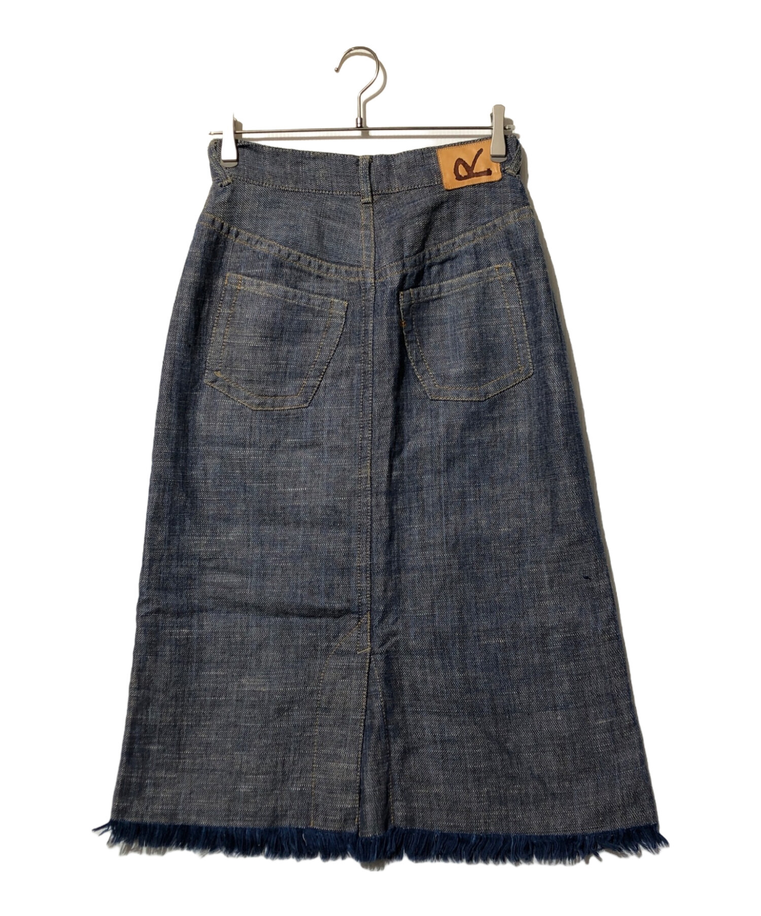 【45R】 コットンリネン デニム スカート (サイズ2) 45R】 コットンリネン デニム スカート (サイズ2)