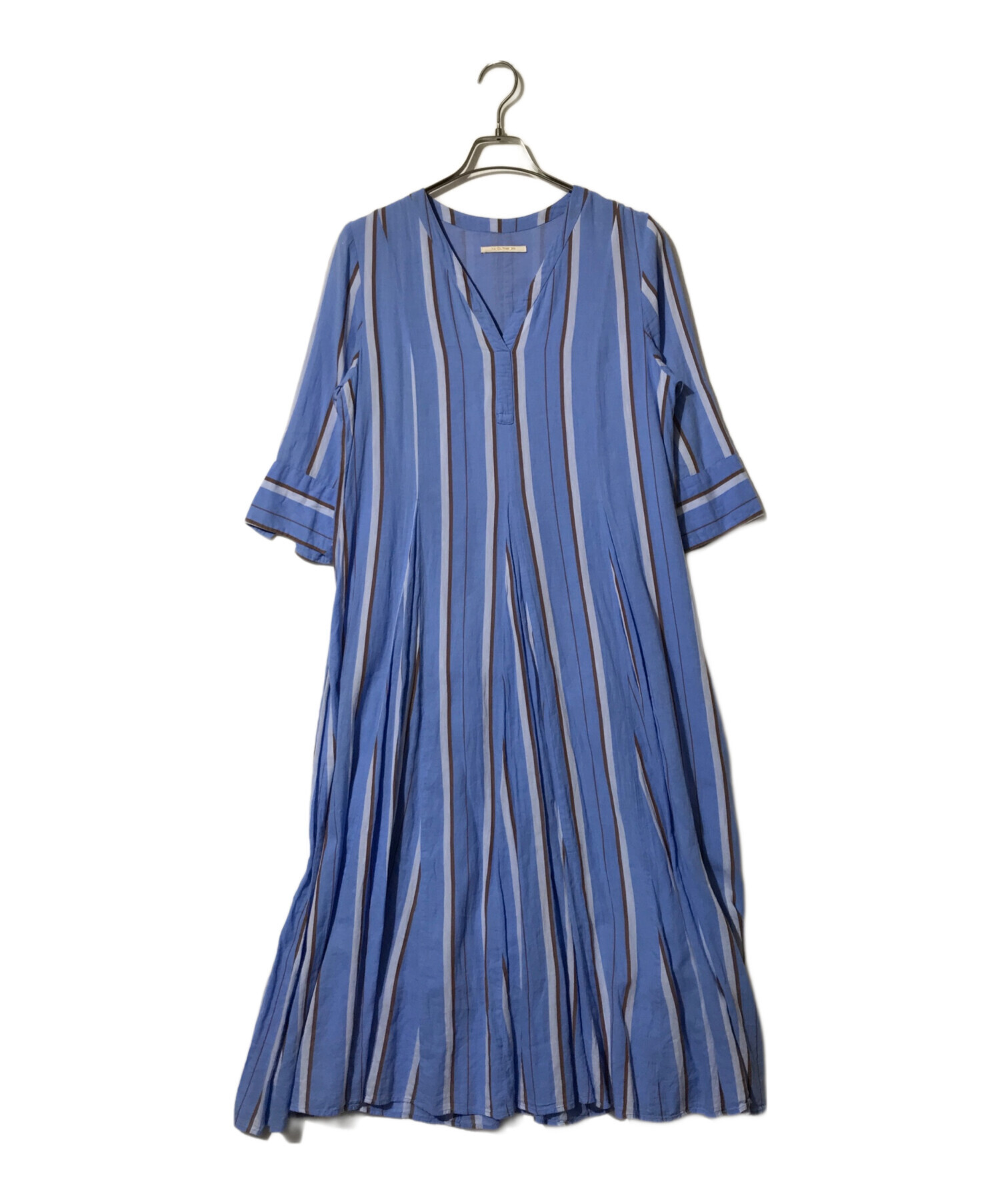中古・古着通販】ne quittez pas (ヌキテパ) Cotton Stripe V Neck 