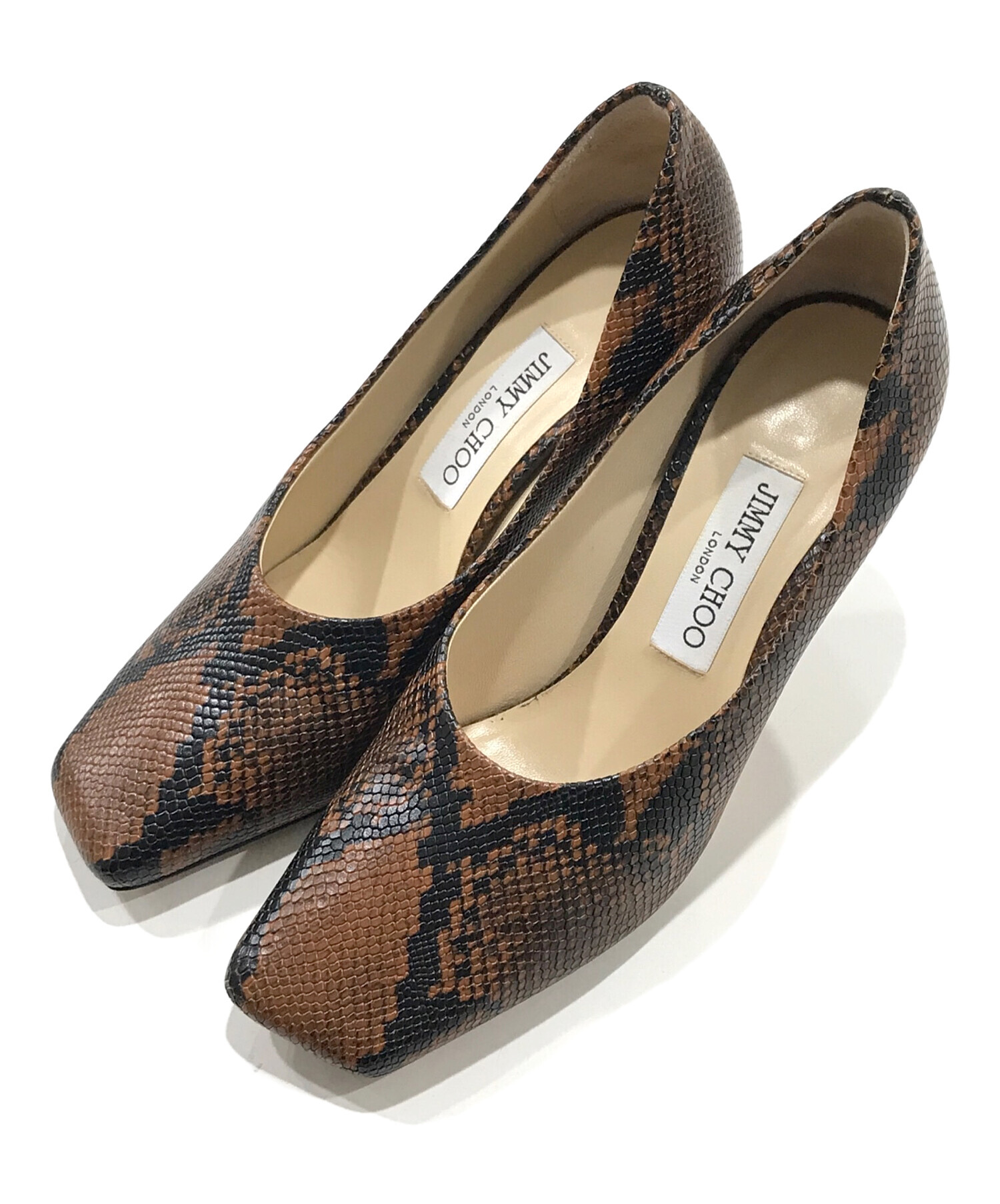 中古・古着通販】JIMMY CHOO (ジミーチュウ) パイソン柄スクエアトゥ 