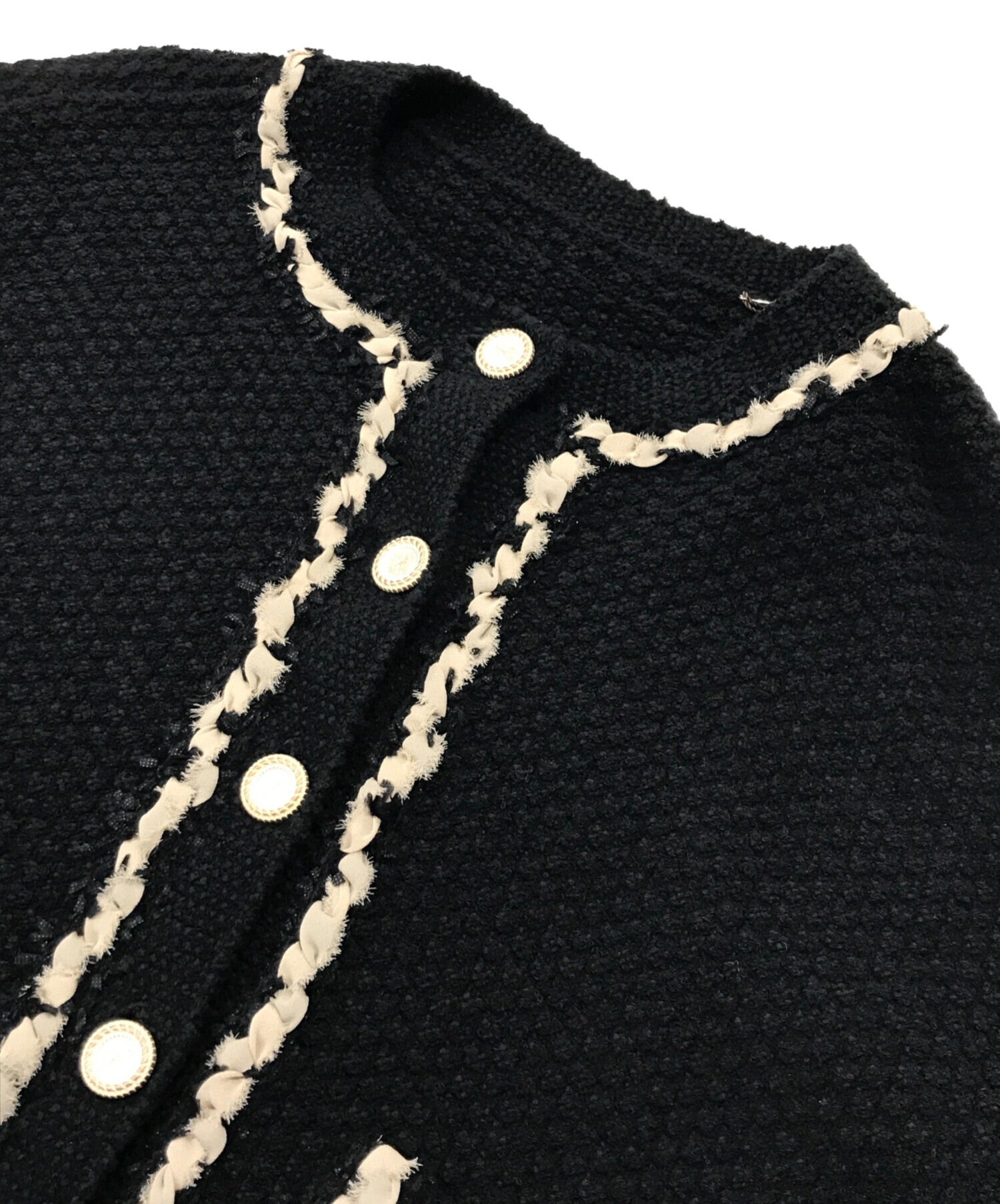 中古・古着通販】FOXEY (フォクシー) Knit Jacket Bonheur ブラック 