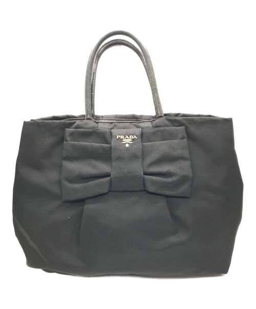 【中古・古着通販】PRADA (プラダ) リボンハンドバッグ ブラック