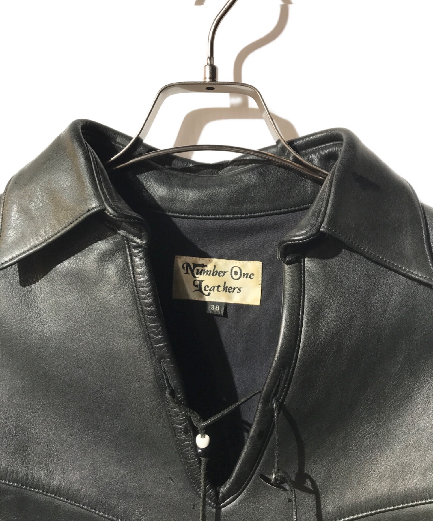 Number One Leather by REDMOON (ナンバーワンレザーバイレッドルーム) プルオーバーレザーシャツジャケット ブラック  サイズ:38