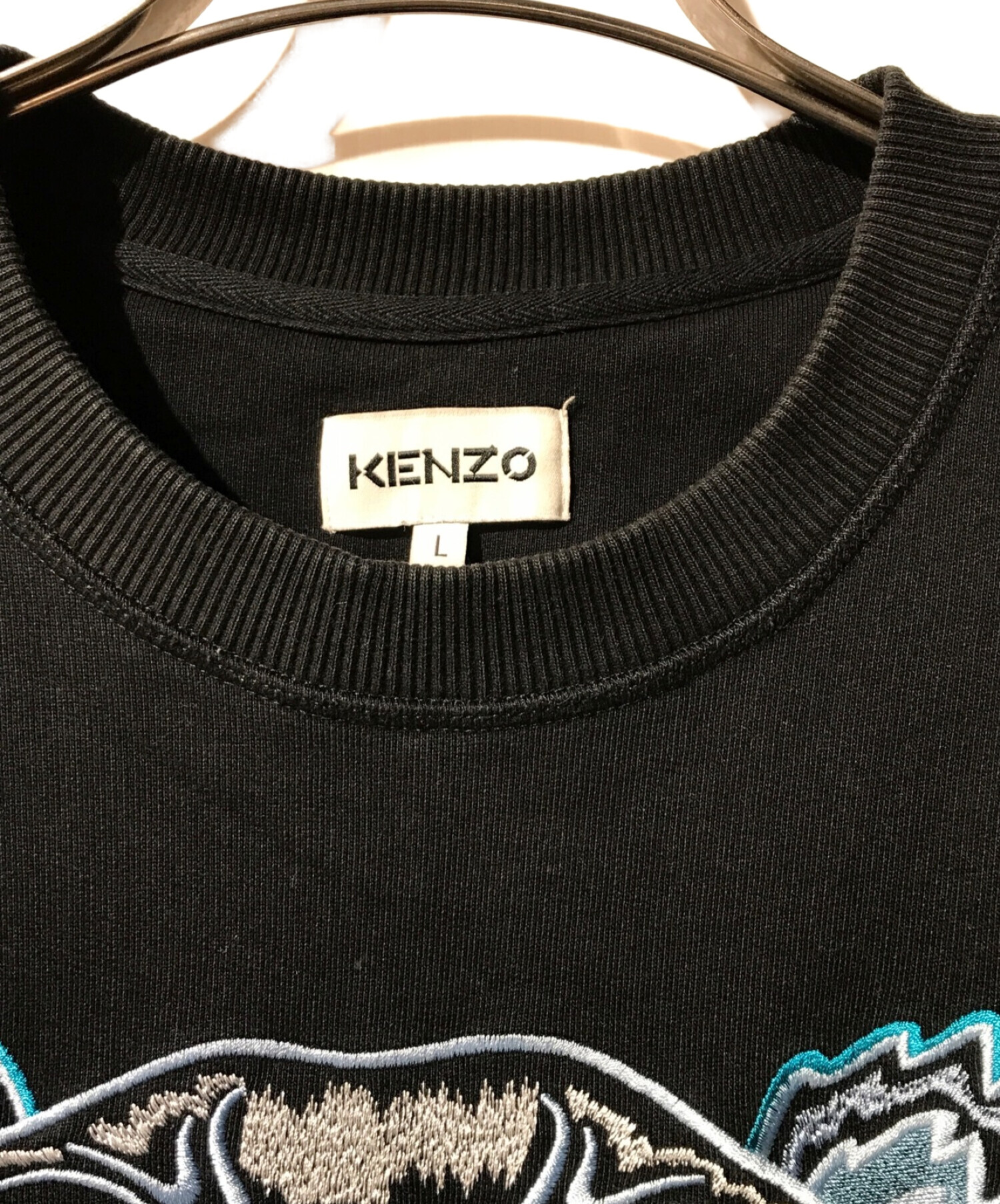 KENZO (ケンゾー) タイガー刺繍スウェット ブラック×ブルー サイズ:L