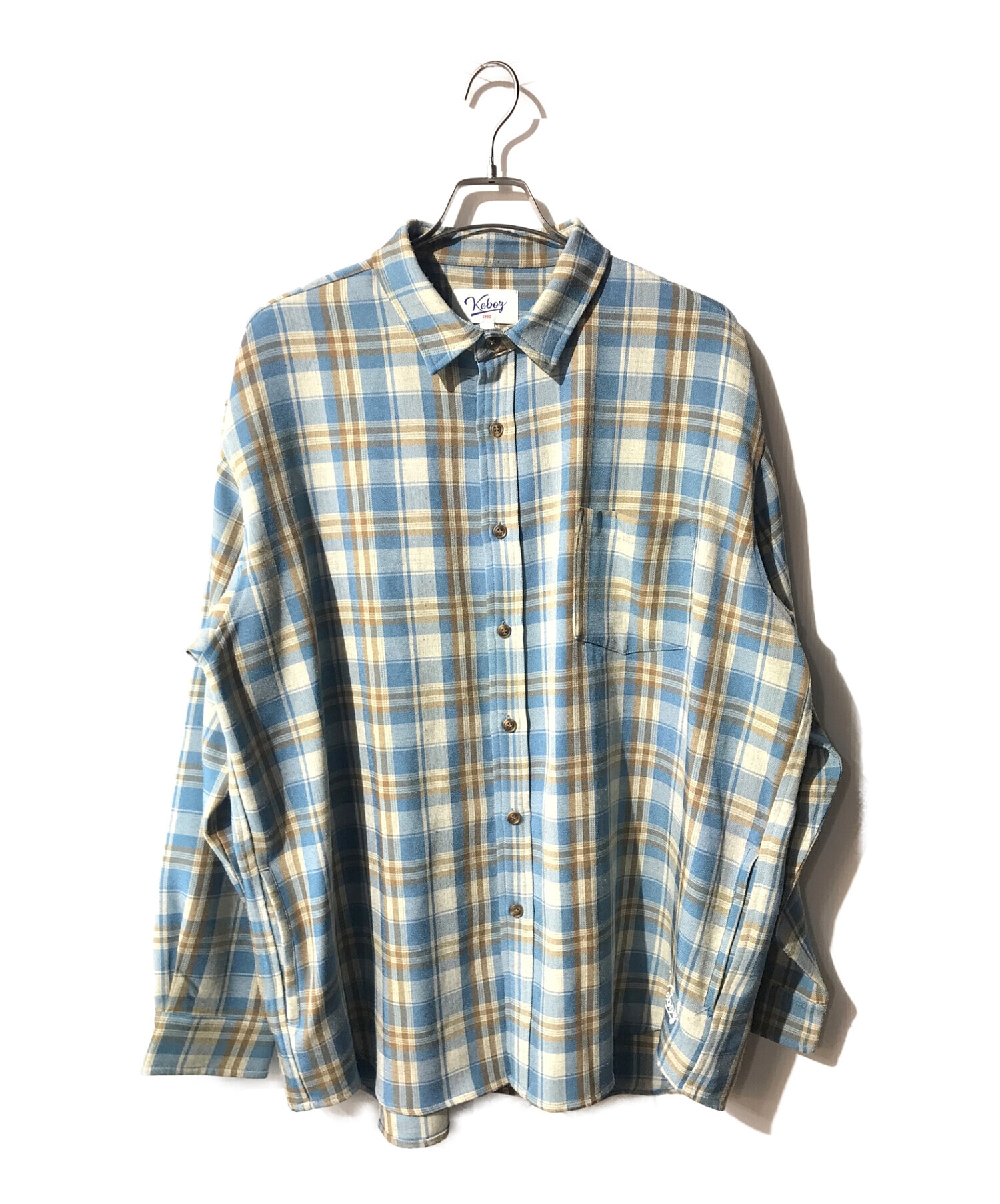 KEBOZ (ケボズ) オーバーサイズチェックシャツ ブルー サイズ:XL