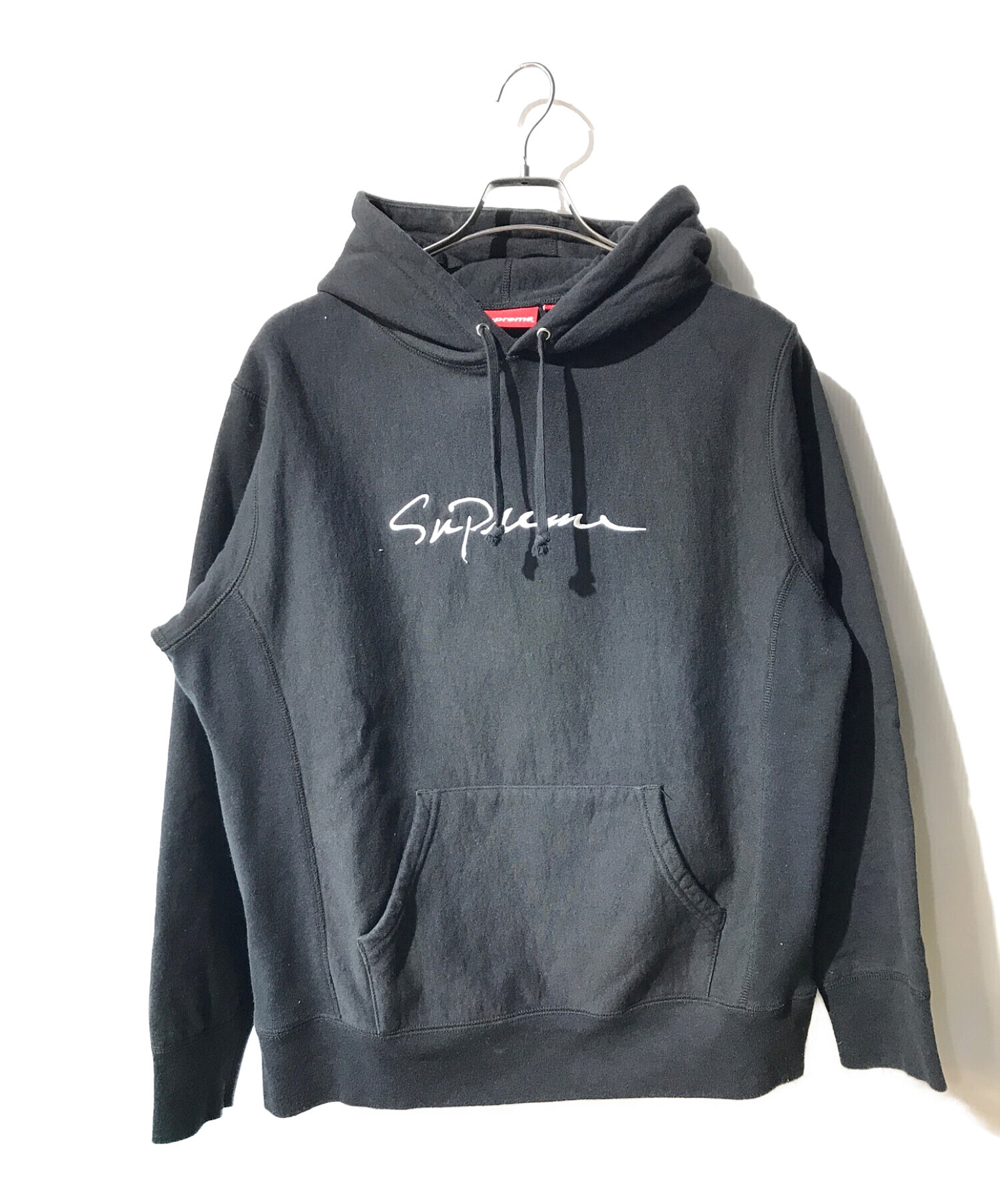 Supreme (シュプリーム) classic script hooded sweatshirt/プルオーバーパーカー ブラック サイズ:M