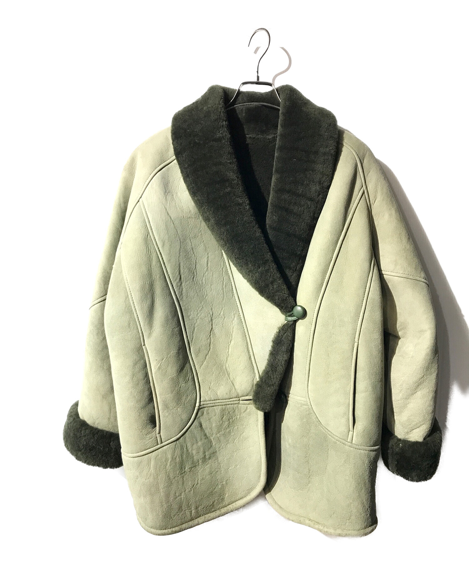 中古・古着通販】USED (ユーズド) SHEEPSKINムートンコート グリーン 