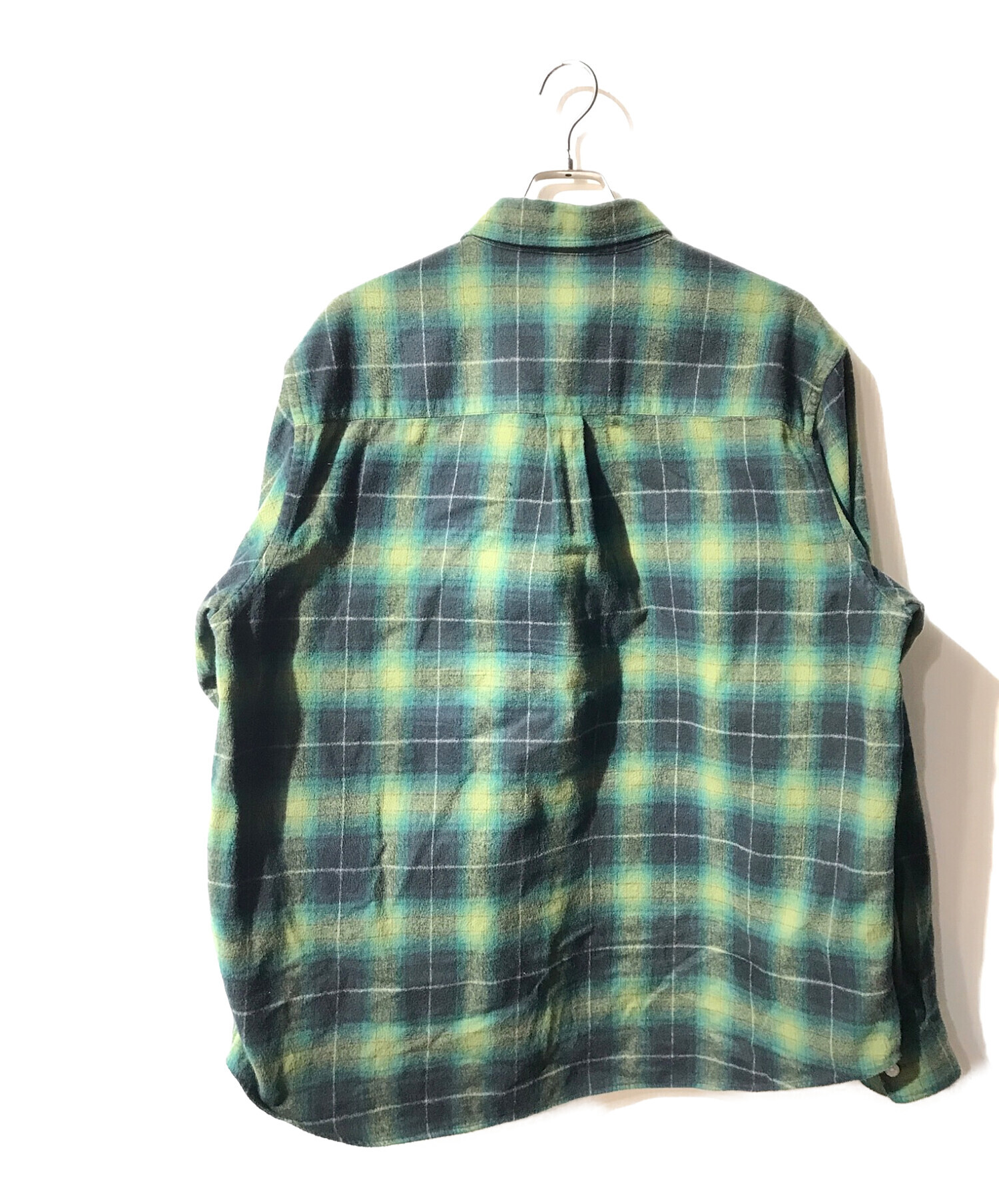 A BATHING APE (アベイシングエイプ) オンブレチェックシャツ グリーン×ブラック サイズ:XL