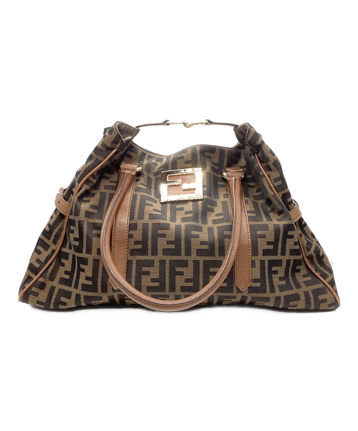 レア FENDI フェンディ ズッカ柄 フェイクファー コート ブラウン  