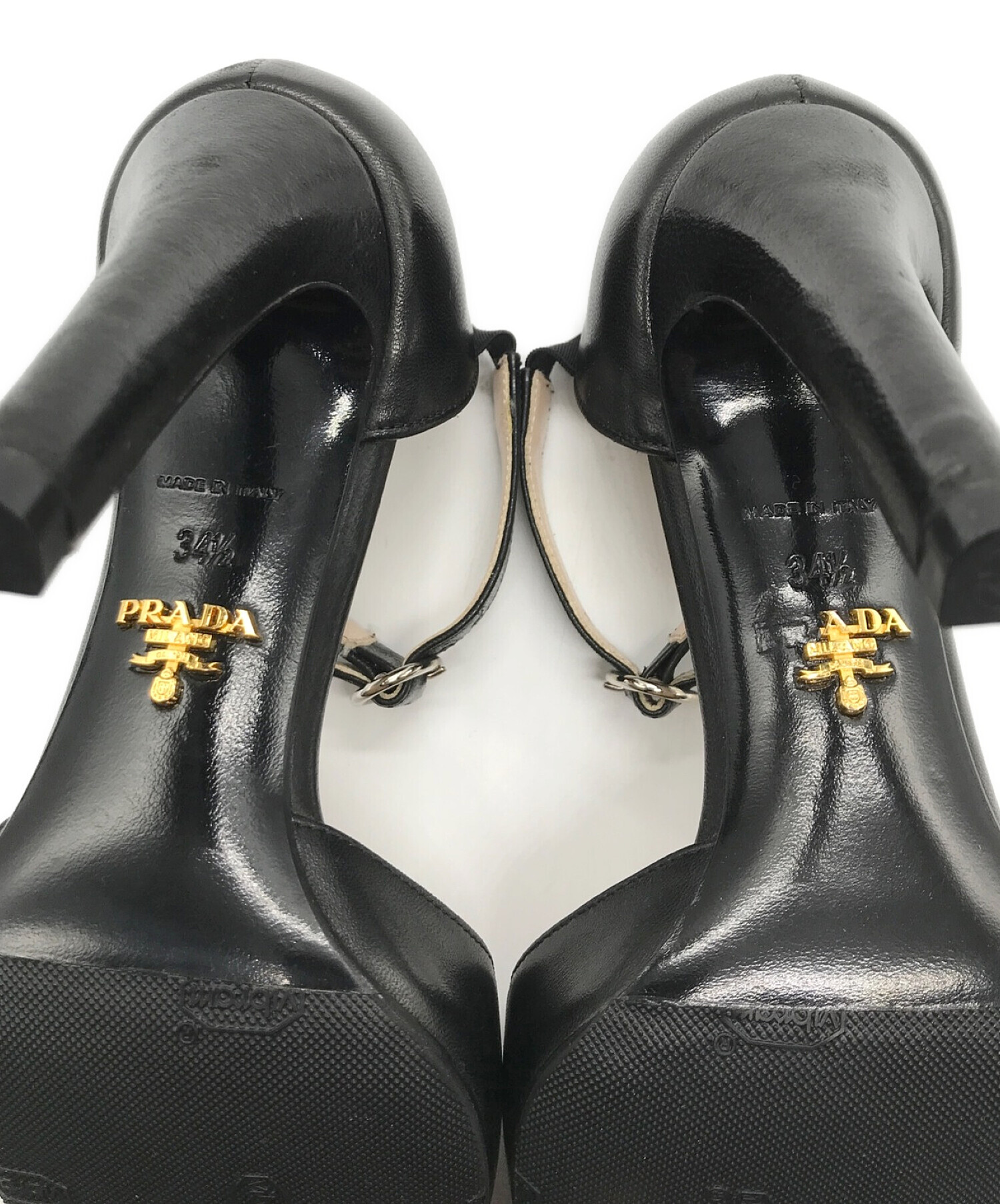 中古・古着通販】PRADA (プラダ) レザーサンダル ブラック サイズ:341 