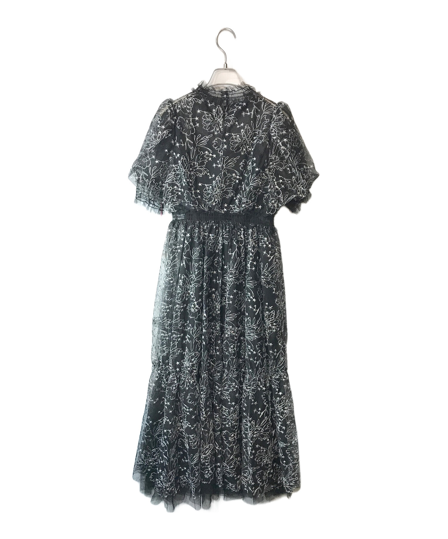 中古・古着通販】furfur (ファーファー) チュール刺繍ドレス ブラック 