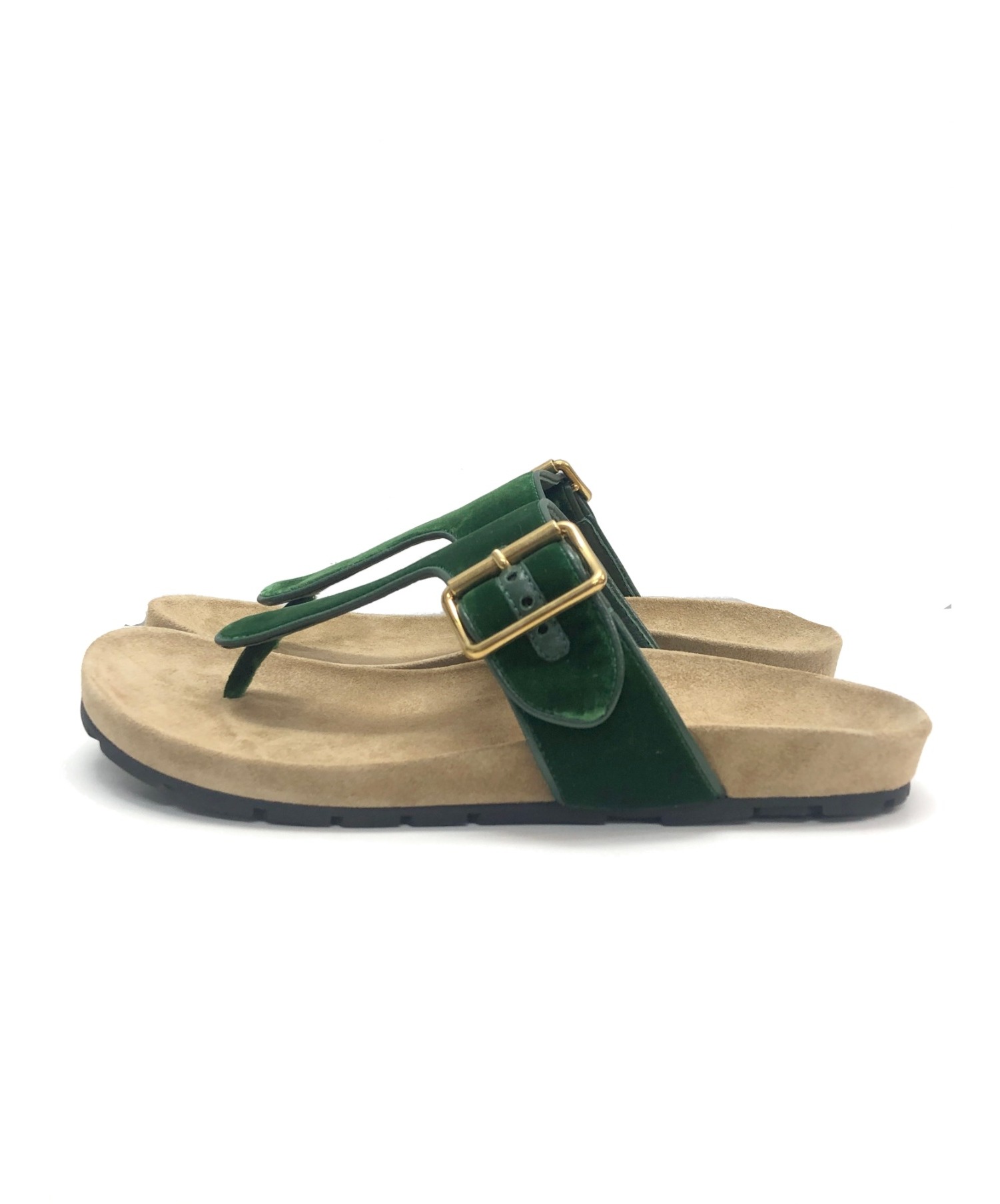 中古・古着通販】PRADA (プラダ) ベロアトングサンダル グリーン 