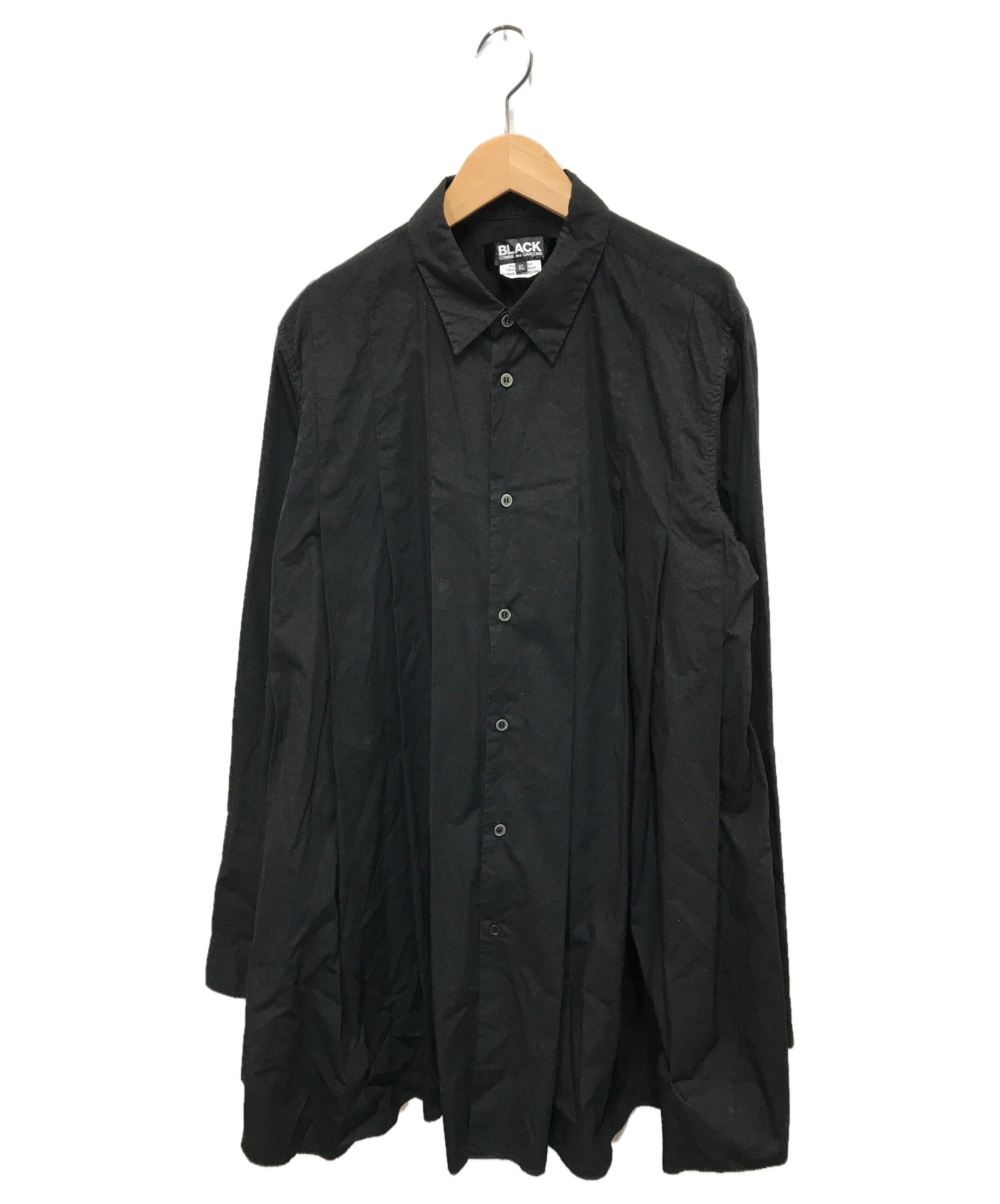 BLACK COMME des GARCONS ブラックコムデギャルソン プリーツロングシャツ 長袖シャツ 1Z-B001 ホワイト