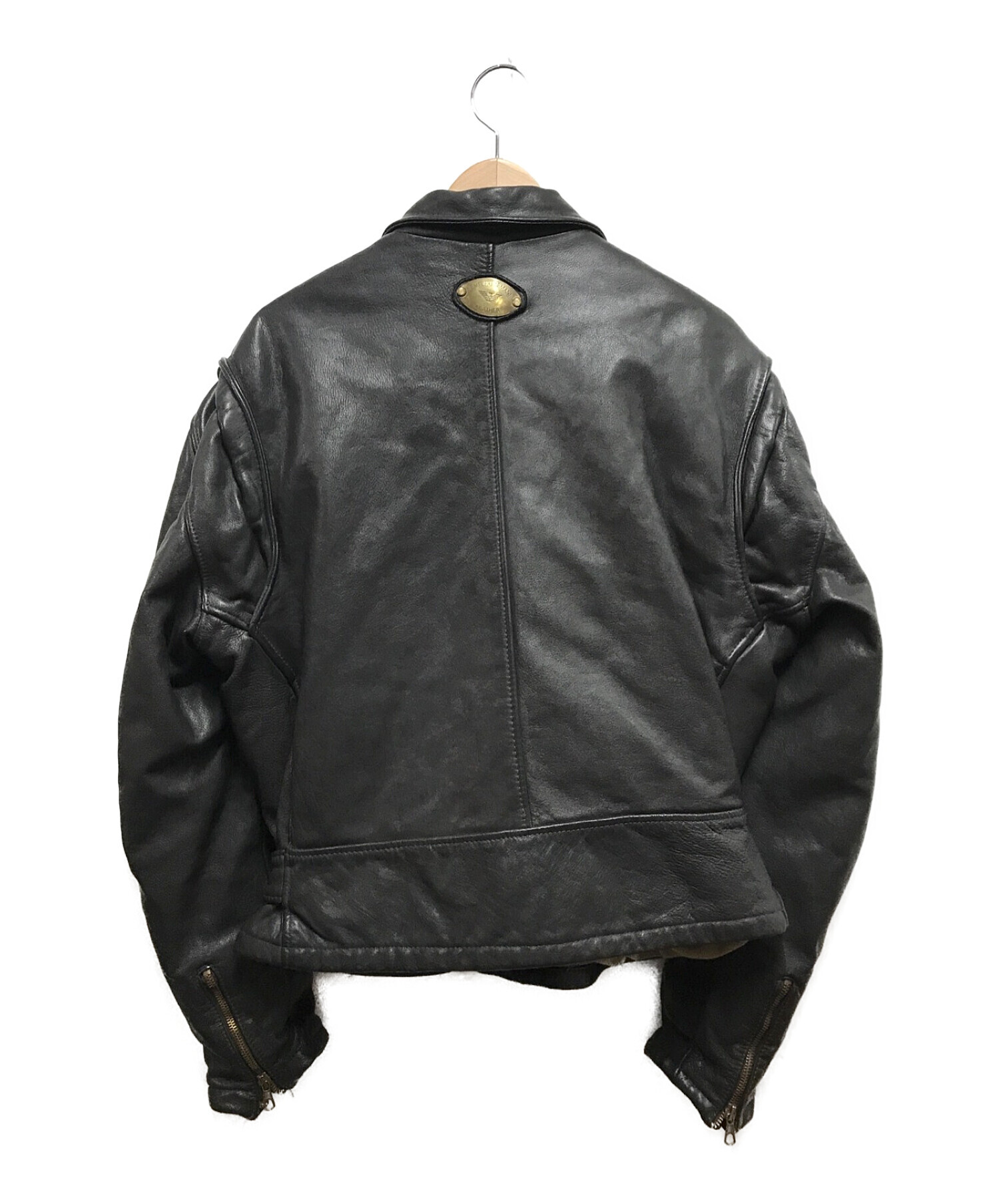 EMPORIO ARMANI (エンポリオアルマーニ) オールドレザージャケット ブラック サイズ:46