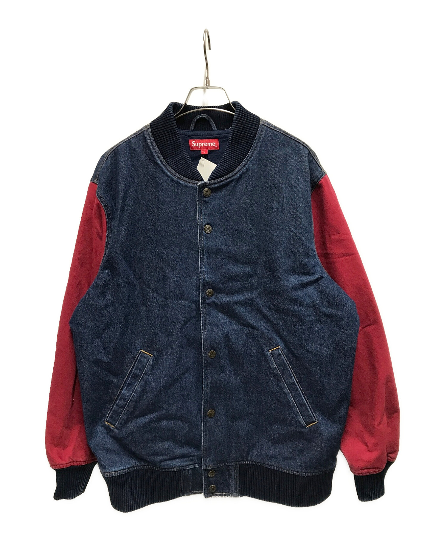 SUPREME (シュプリーム) デニムツイルバーシティジャケット / Denim Twill Varsity Jacket レッド×インディゴ  サイズ:L