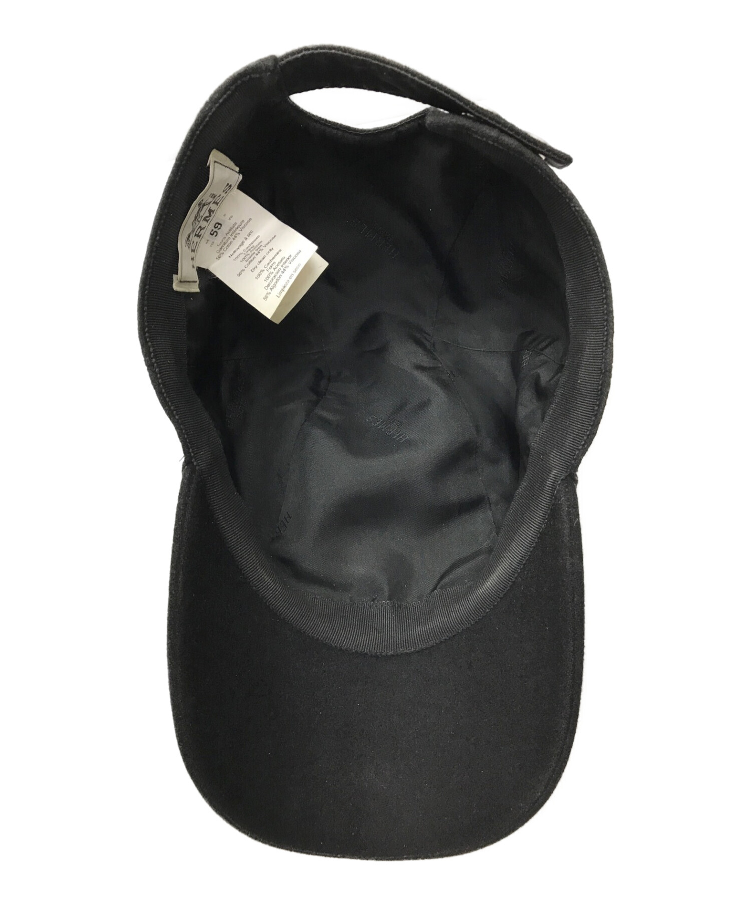 HERMES 帽子 キャップ CAP カシミヤ ブラック 表記サイズ 59