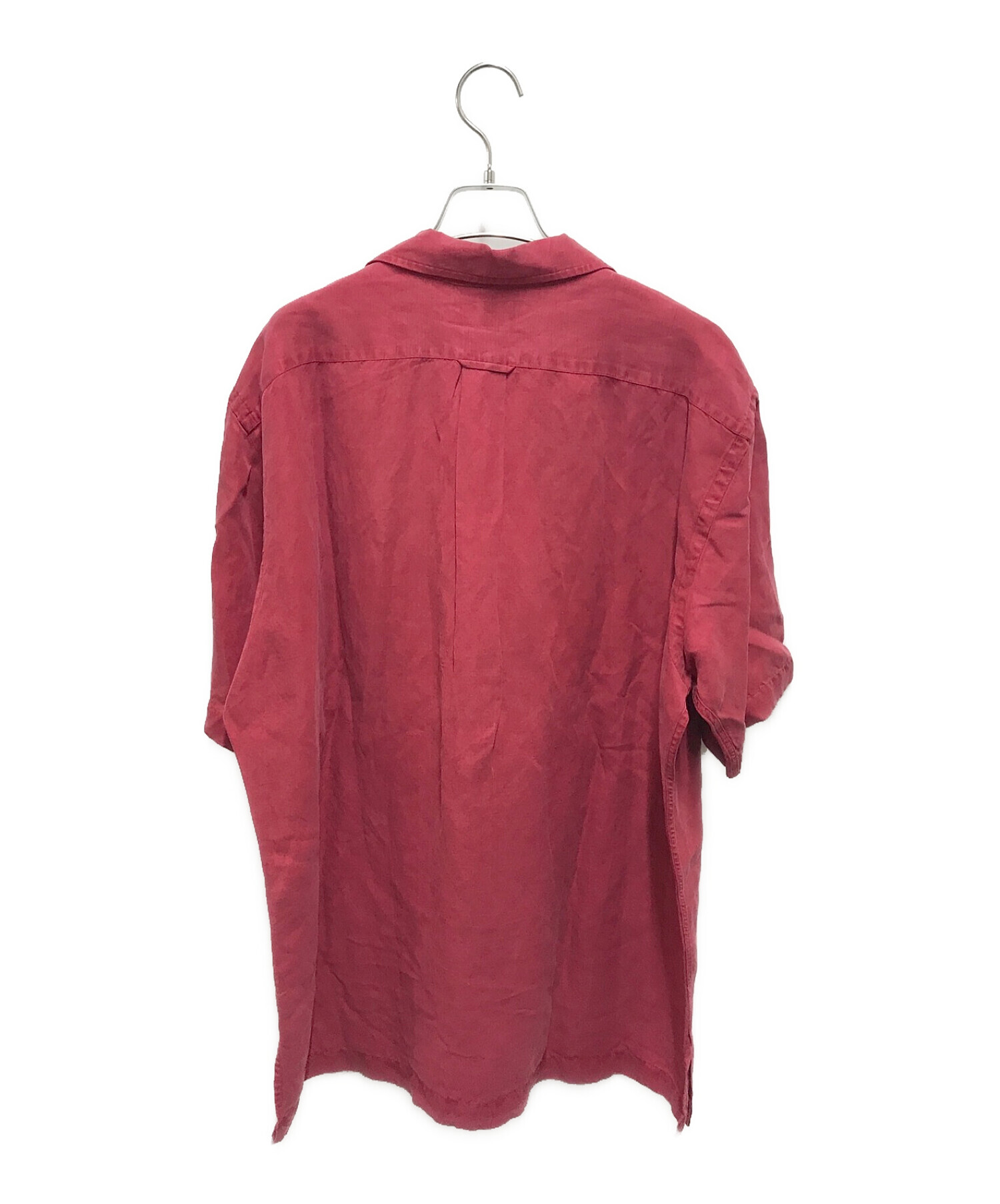POLO RALPH LAUREN (ポロ・ラルフローレン) リネンシルクオープンカラーシャツ レッド サイズ:L