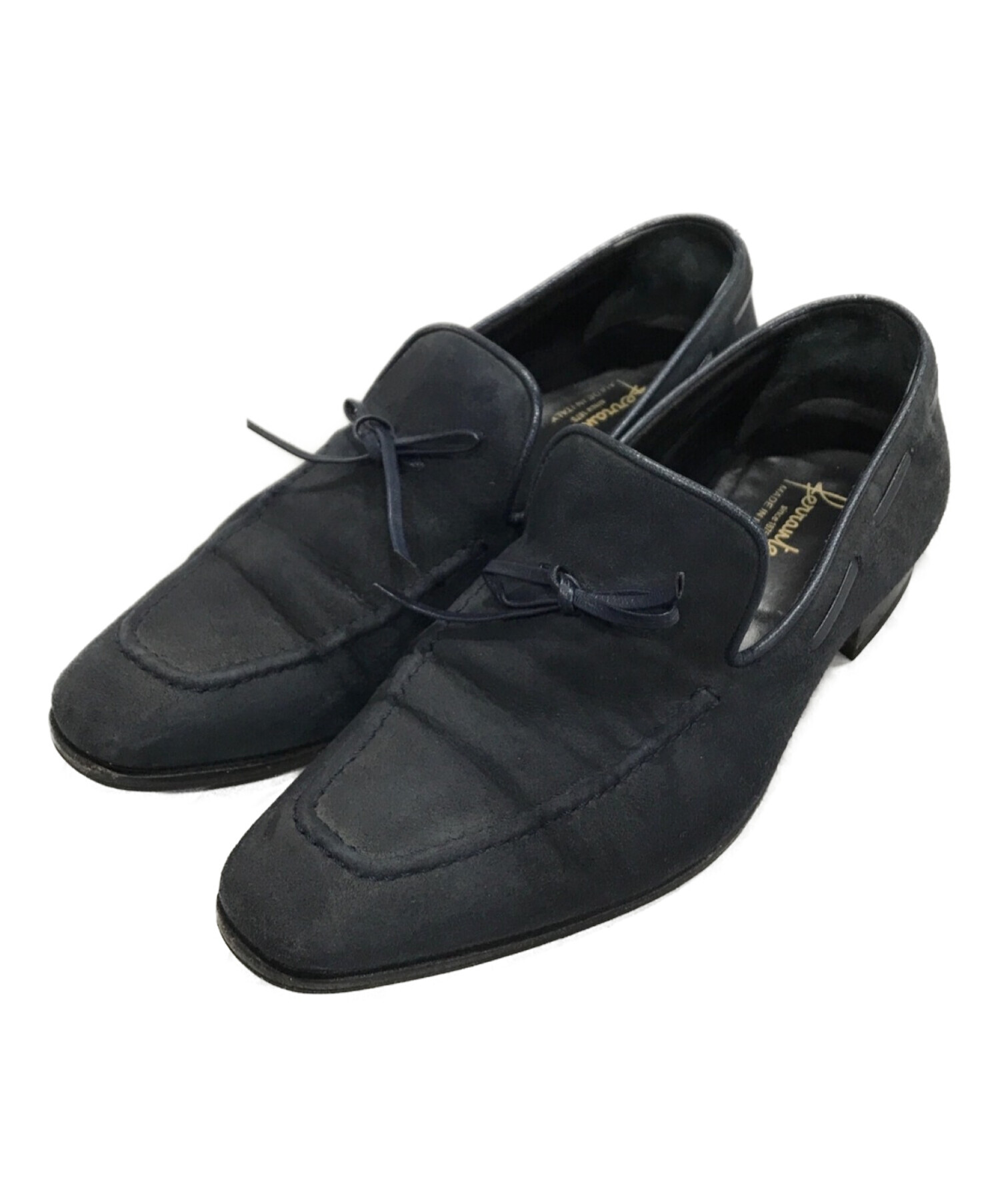 Ferrante フェランテ スエード ローファー 黒 FERRANTE（フェランテ）スエードヴァンプローファー CHICシック