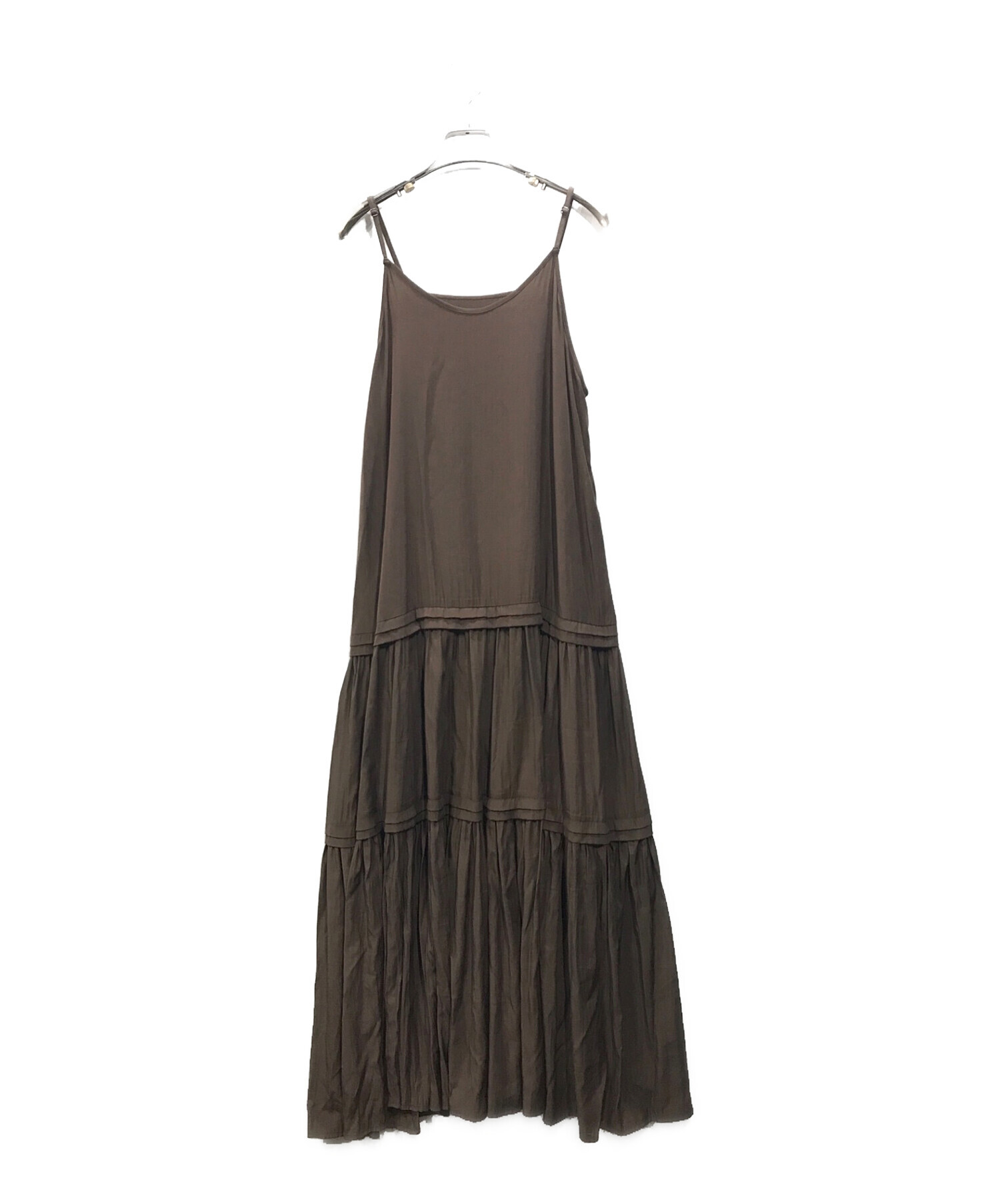 ラウンジドレス　サテンティアードワンピース　 ブラウン ラウンジドレスサテンティアードキャミワンピースブラウン