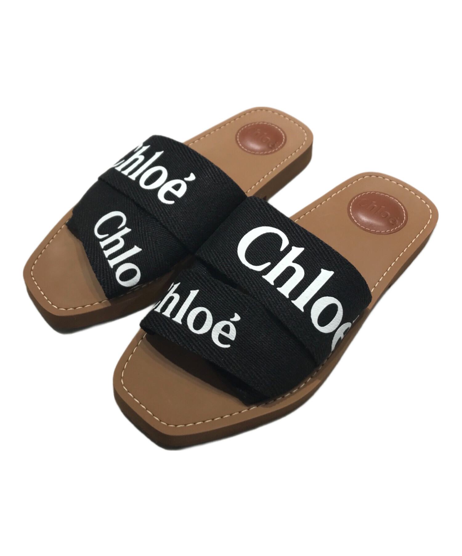 クロエ CHLOE ロゴ フラットサンダル37 クロエ（Chloe）☆ woody フラットサンダル37（未使用）