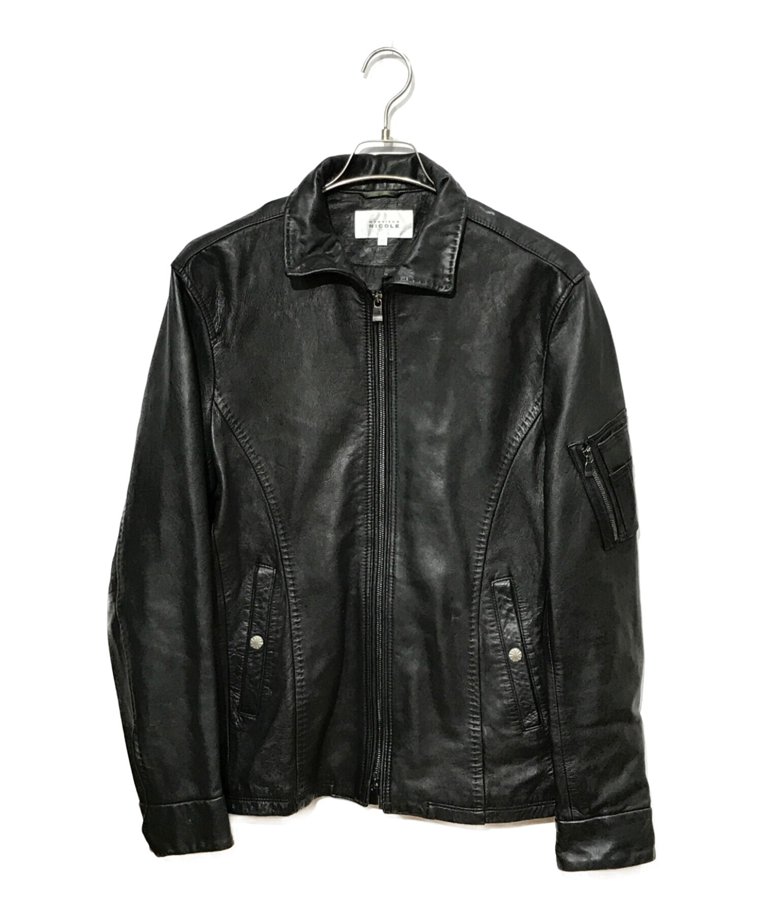 MONSIEUR NICOLE (ムッシュニコル) レザージャケット ブラック サイズ:50