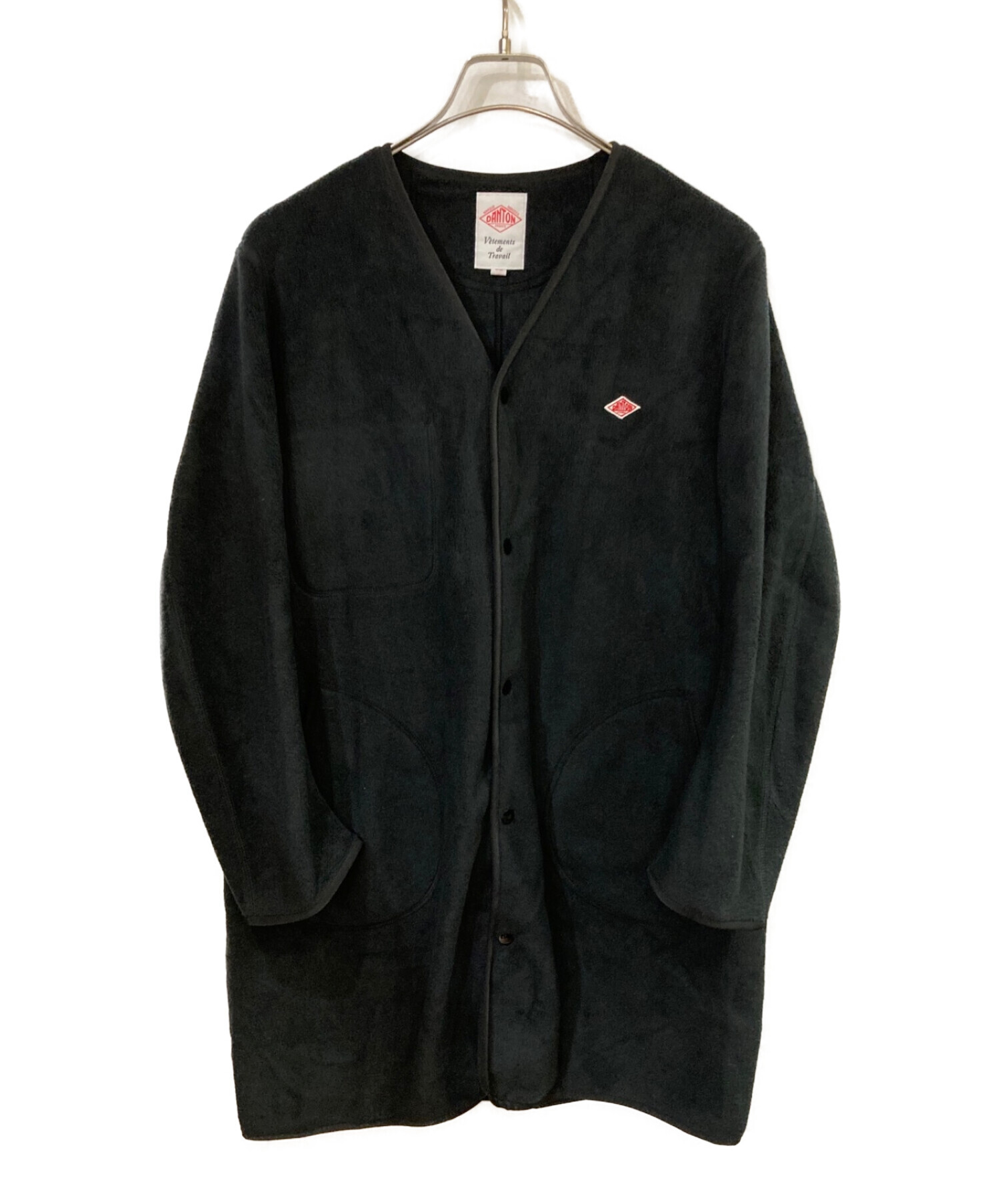 DANTON (ダントン) ノーカラーフリースジャケット ブラック サイズ:M