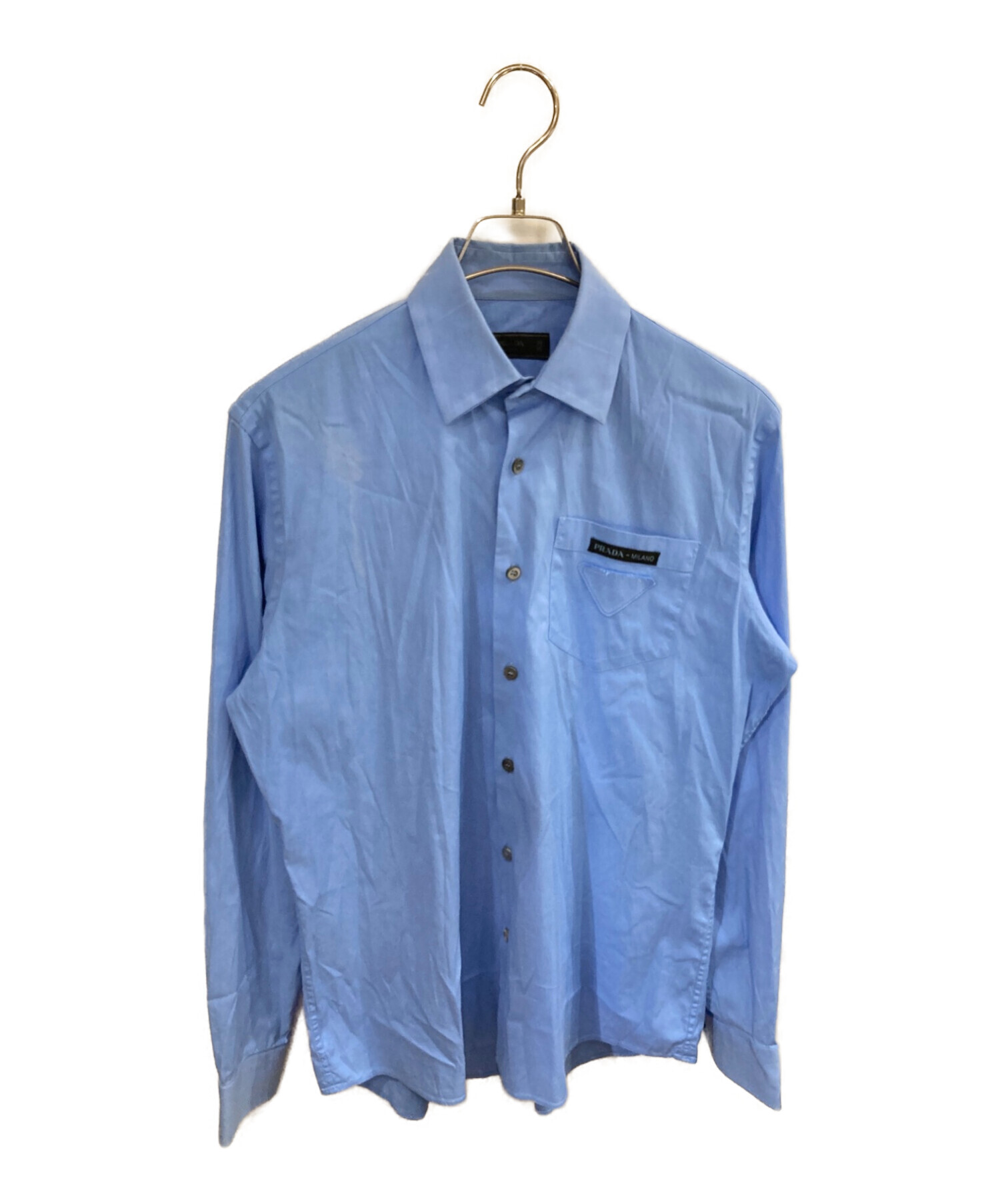 PRADA (プラダ) ストレッチドレスシャツ ブルー サイズ:38