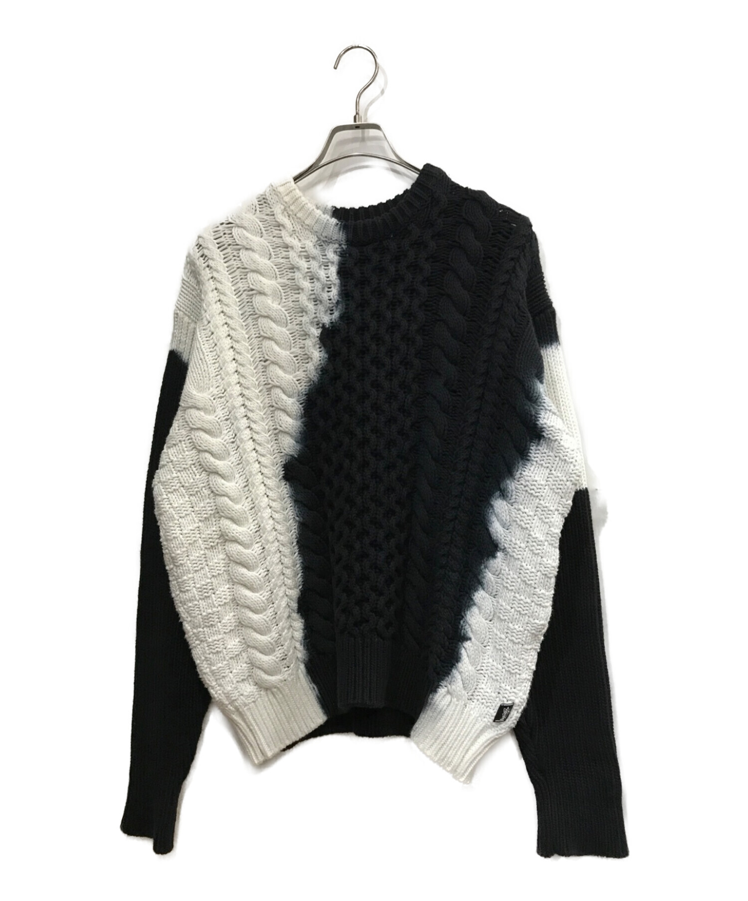 stussy (ステューシー) Tie Dye Fisherman Sweater ホワイト×ブラック サイズ:XL