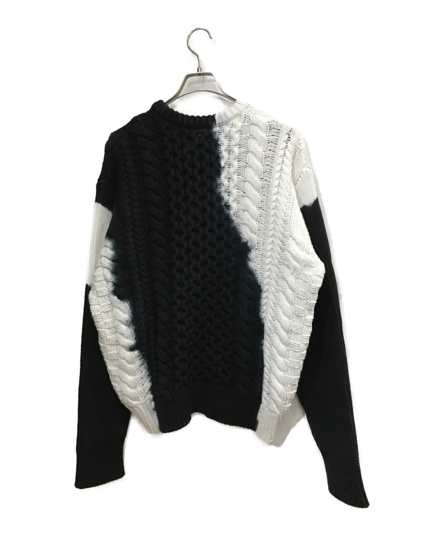 stussy (ステューシー) Tie Dye Fisherman Sweater ホワイト×ブラック サイズ:XL