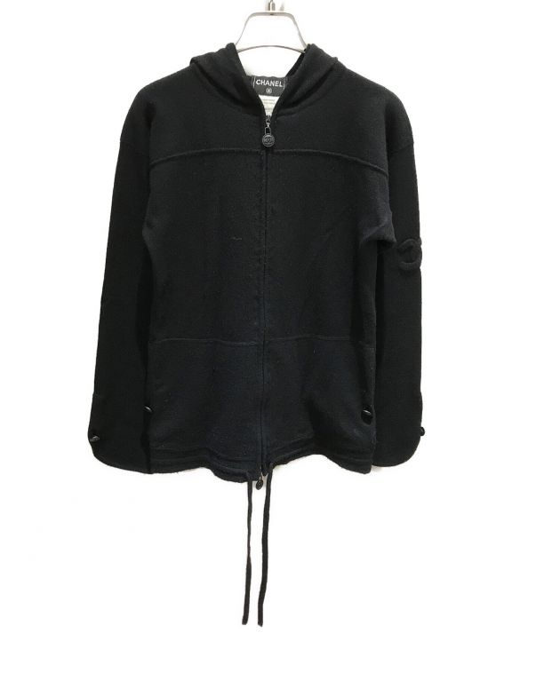 中古・古着通販】CHANEL (シャネル) カシミヤニットパーカー ブラック 