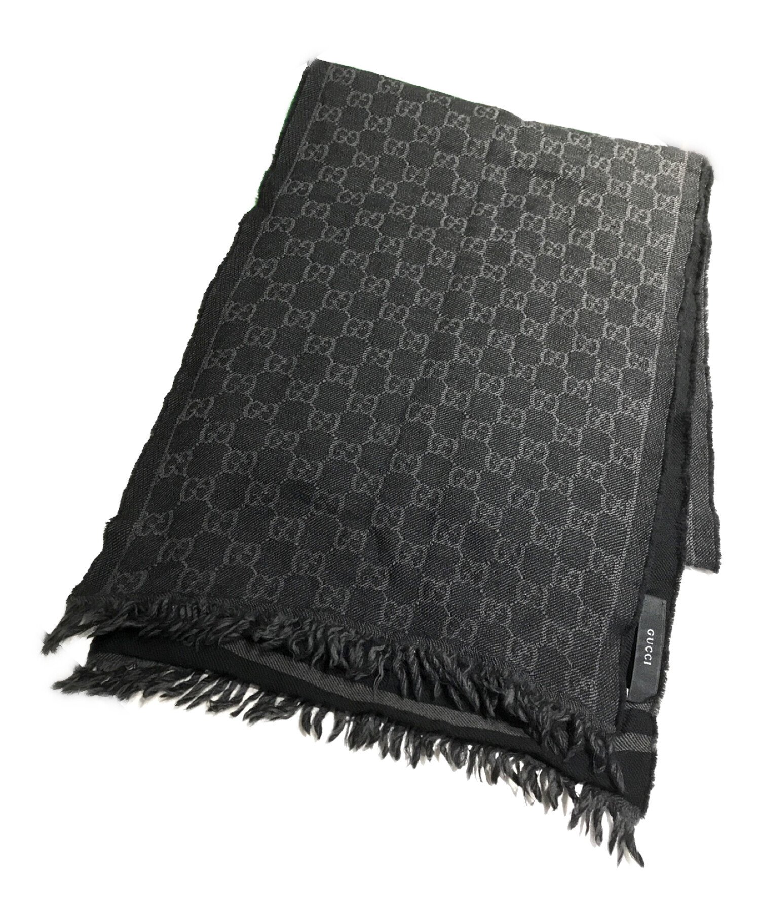 中古・古着通販】GUCCI (グッチ) GGウールマフラー ブラック｜ブランド 